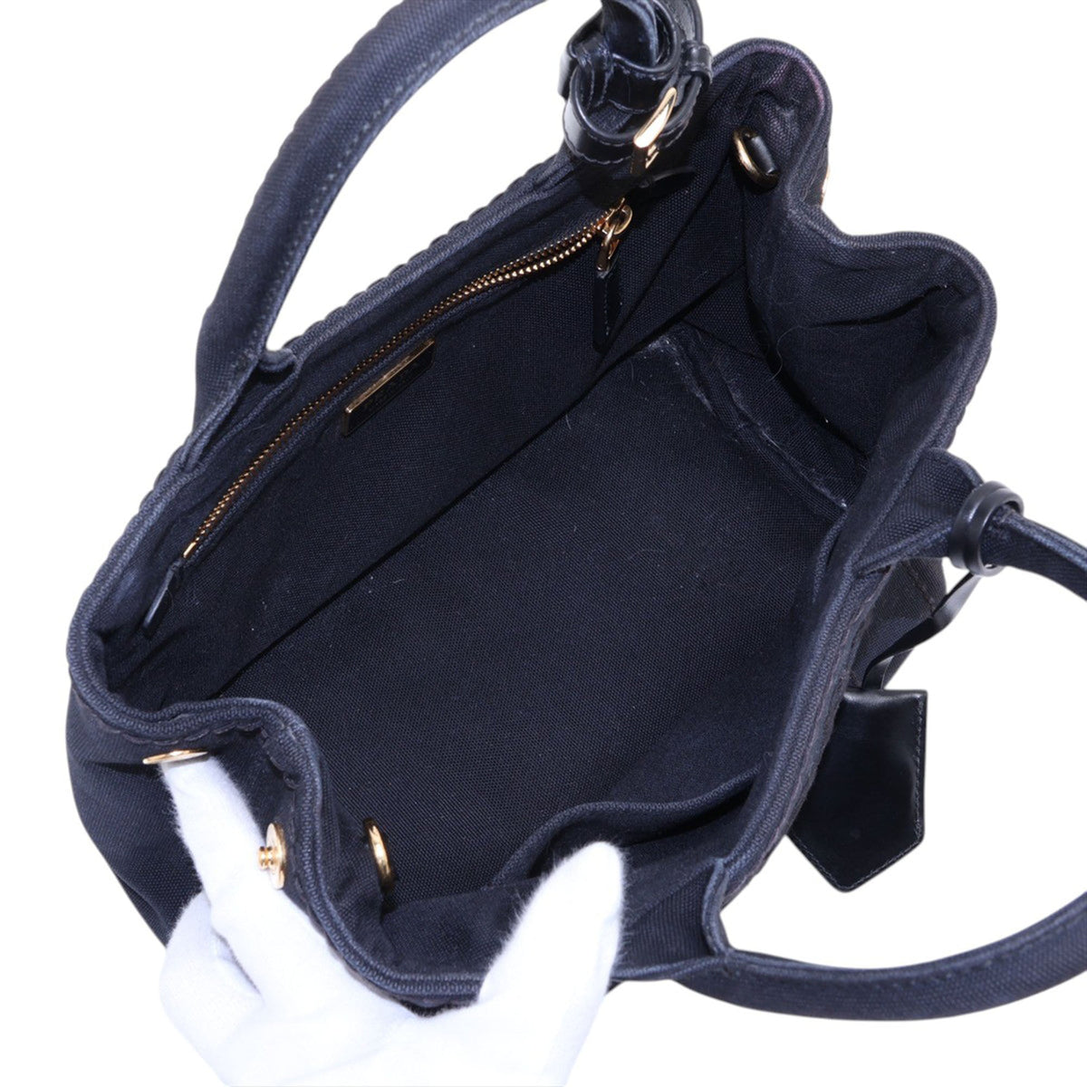 Prada Small Canvas Canapa Logo Tote — Black