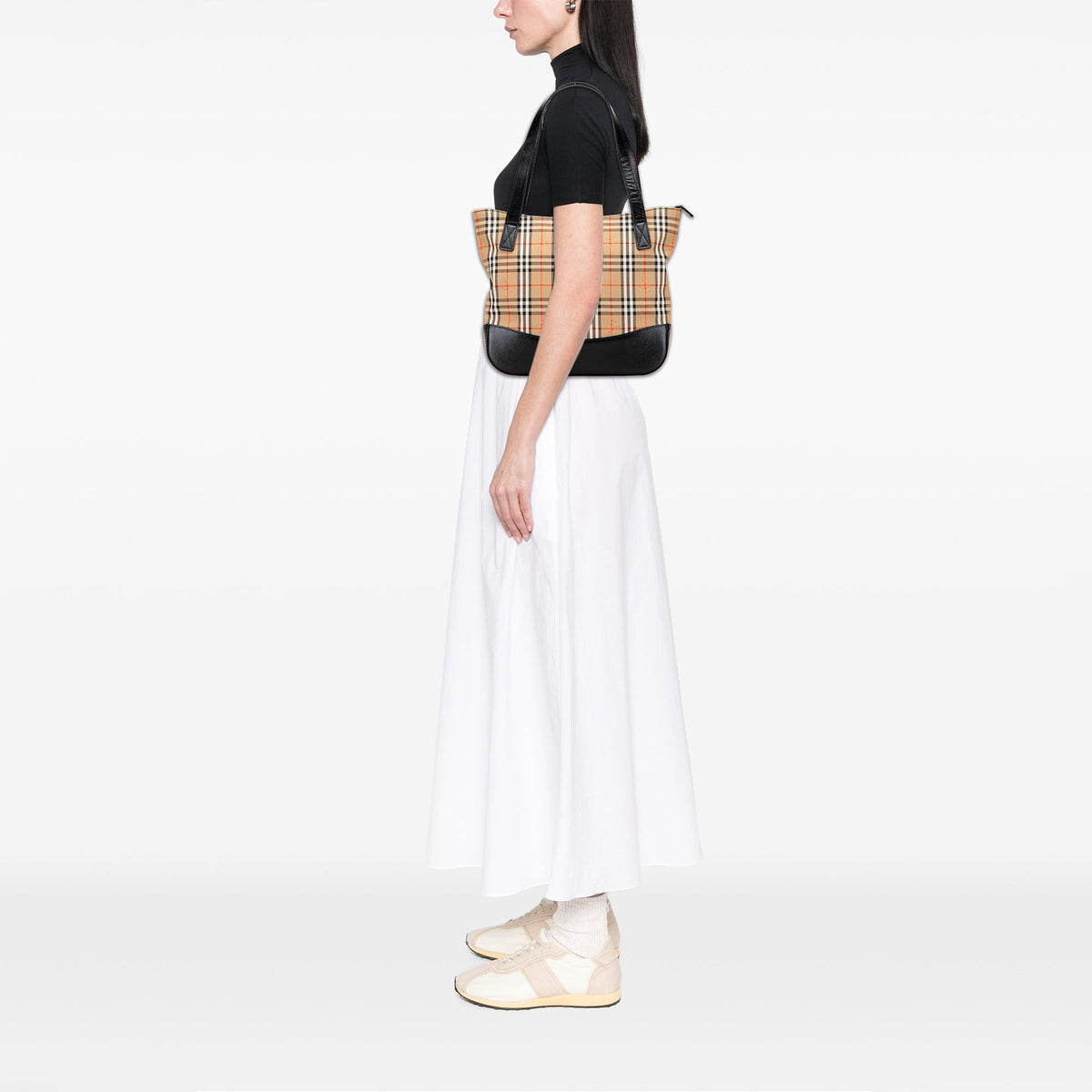 Burberry Haymarket Check Canvas Tote — Beige