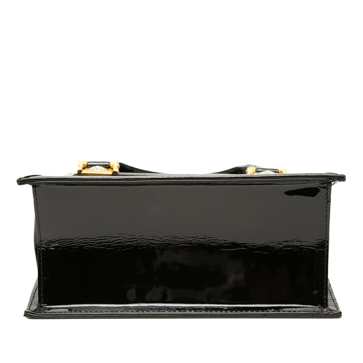 Versace Patent and Pony Hair Box Sunburst Handbag — Black