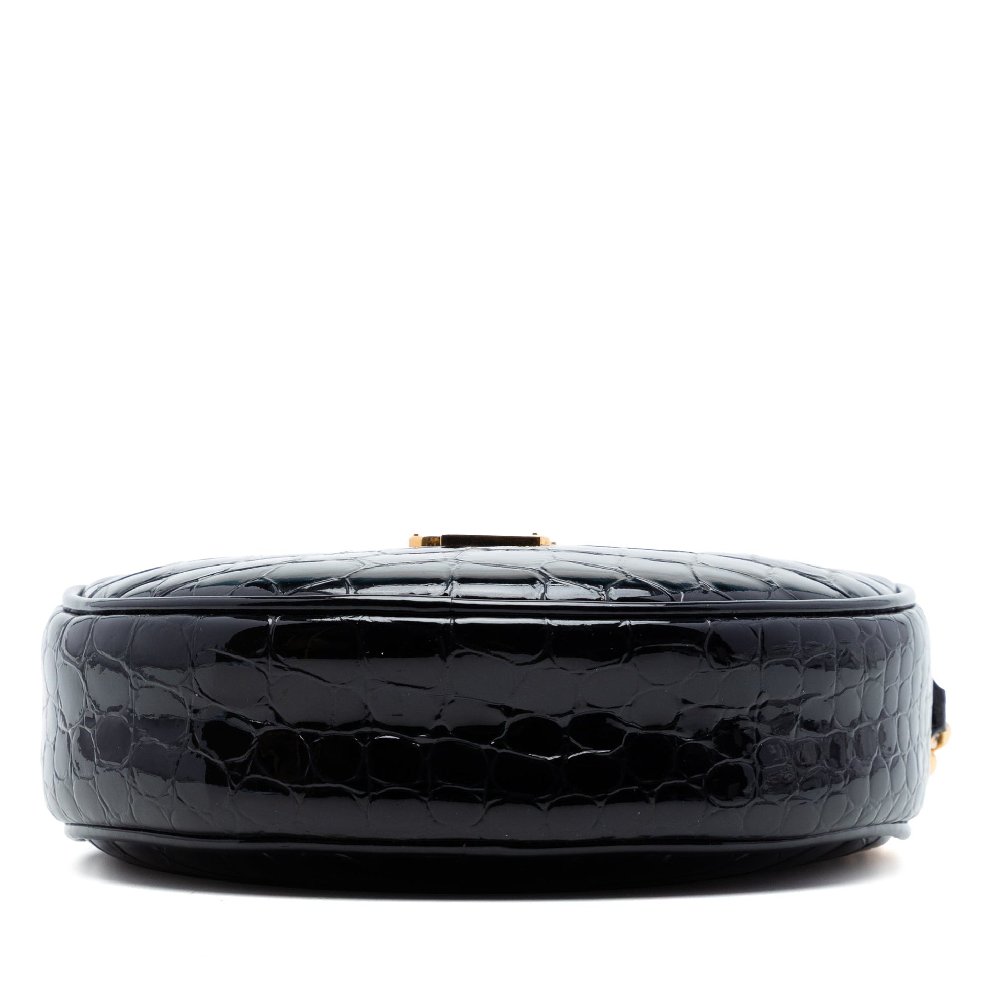 Saint Laurent Croc Embossed Patent Round Vinyle Camera Bag