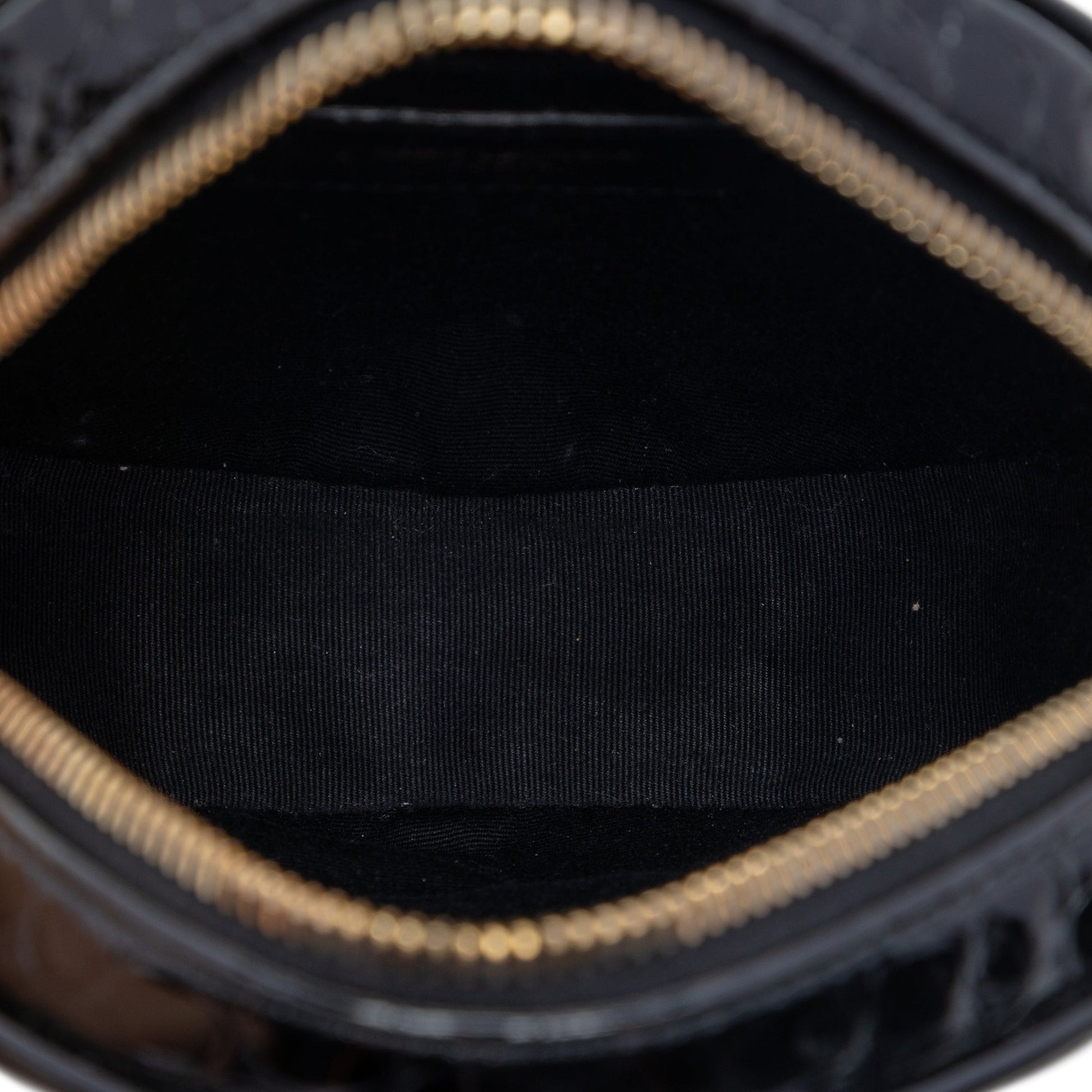 Saint Laurent Croc Embossed Patent Round Vinyle Camera Bag