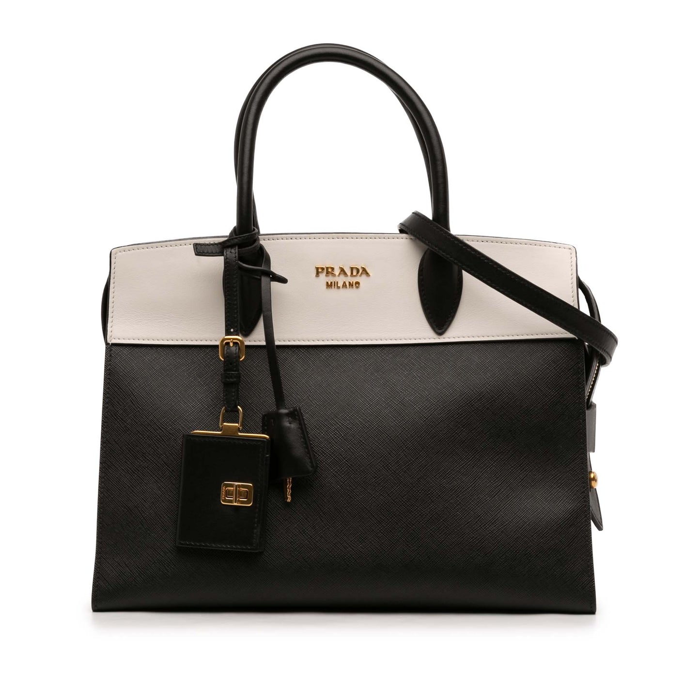 Prada Bicolor Saffiano and City Calf Esplanade Satchel