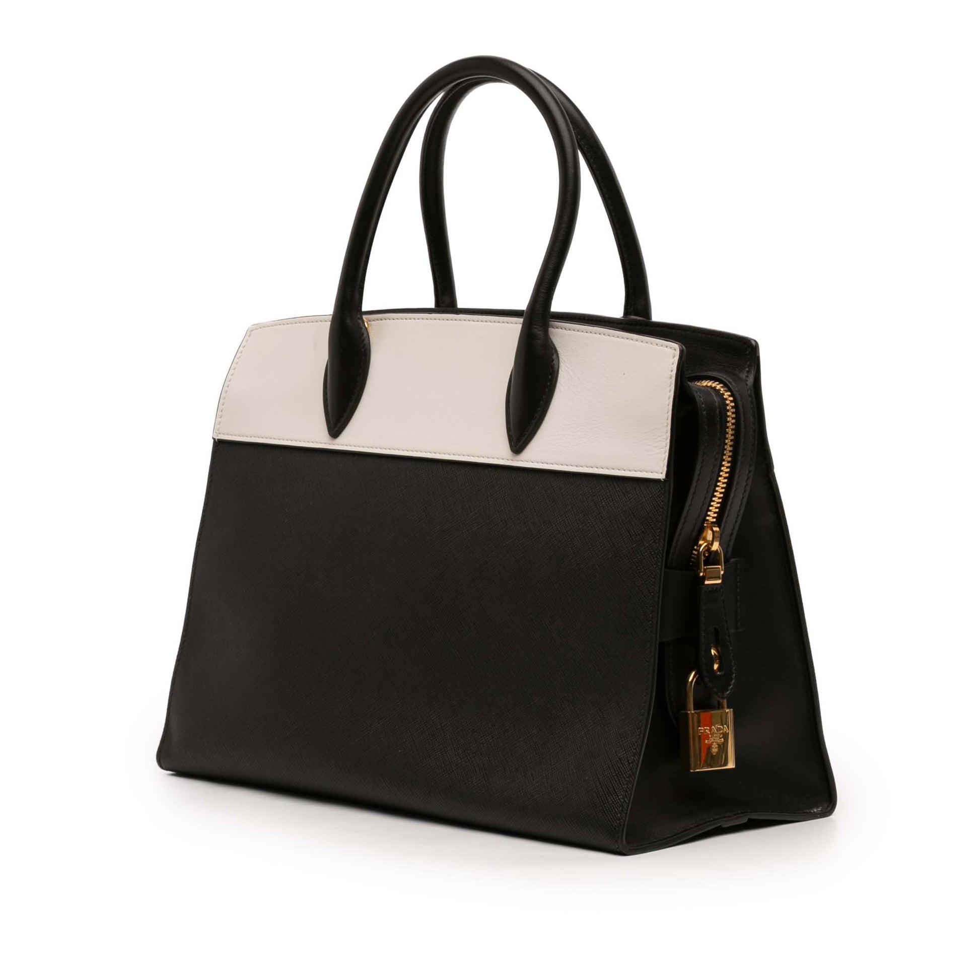 Prada Bicolor Saffiano and City Calf Esplanade Satchel