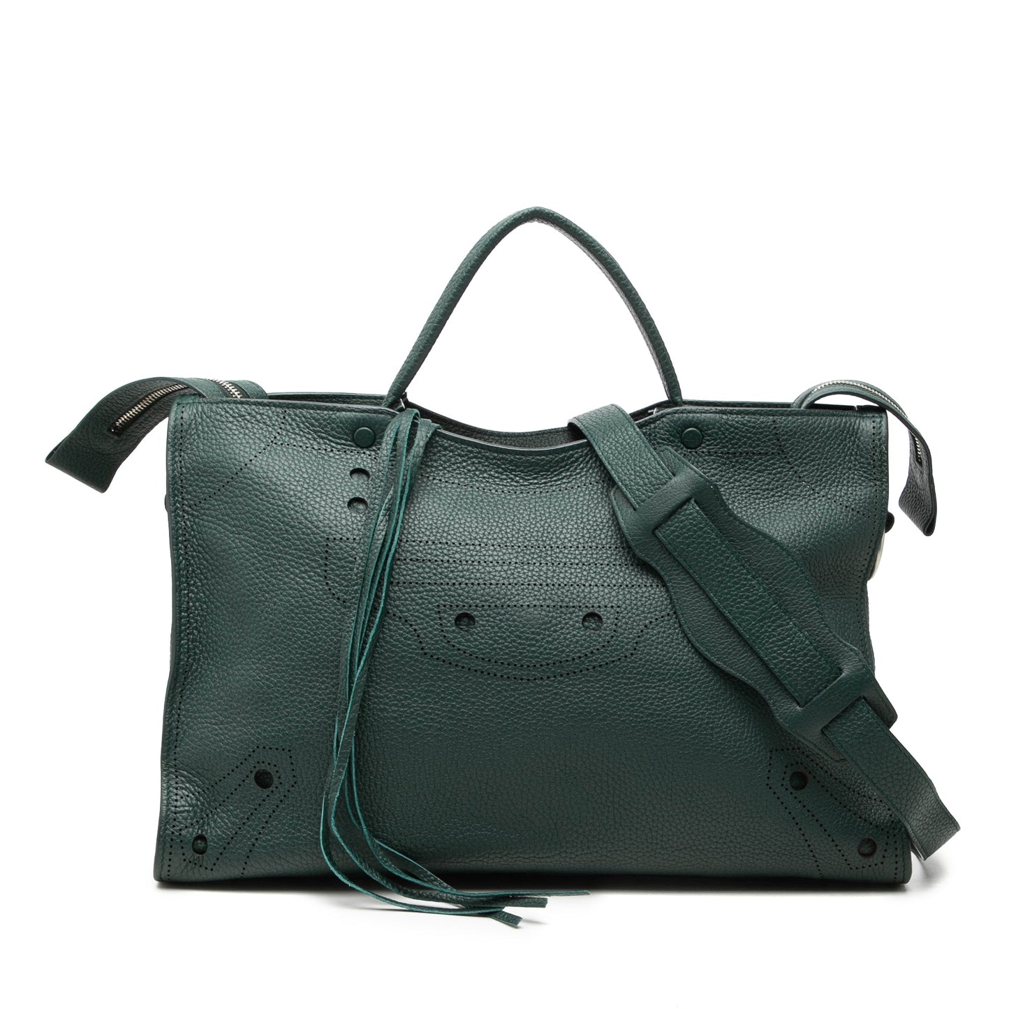 Balenciaga Calfskin Motocross Blackout City Satchel