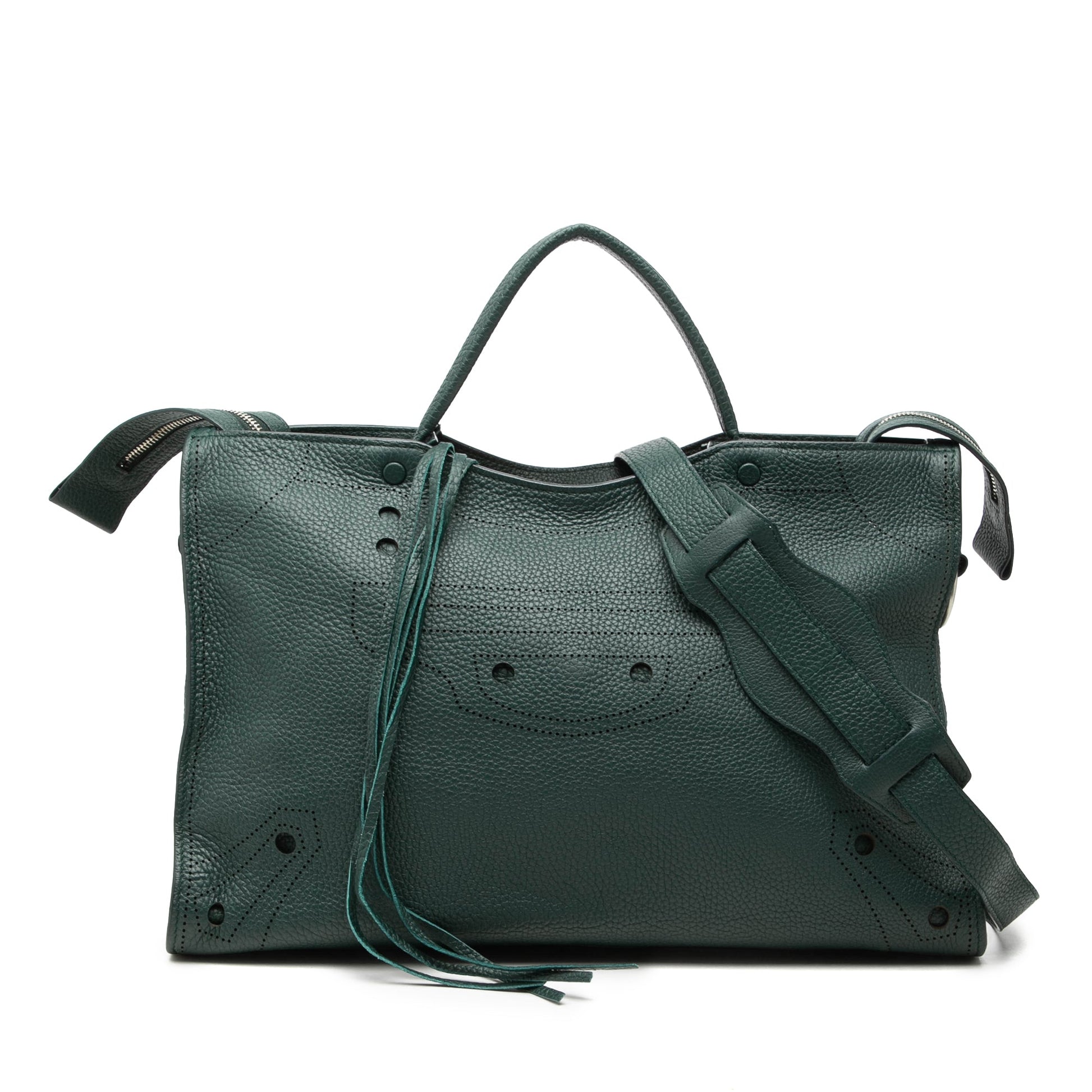 Balenciaga Calfskin Motocross Blackout City Satchel