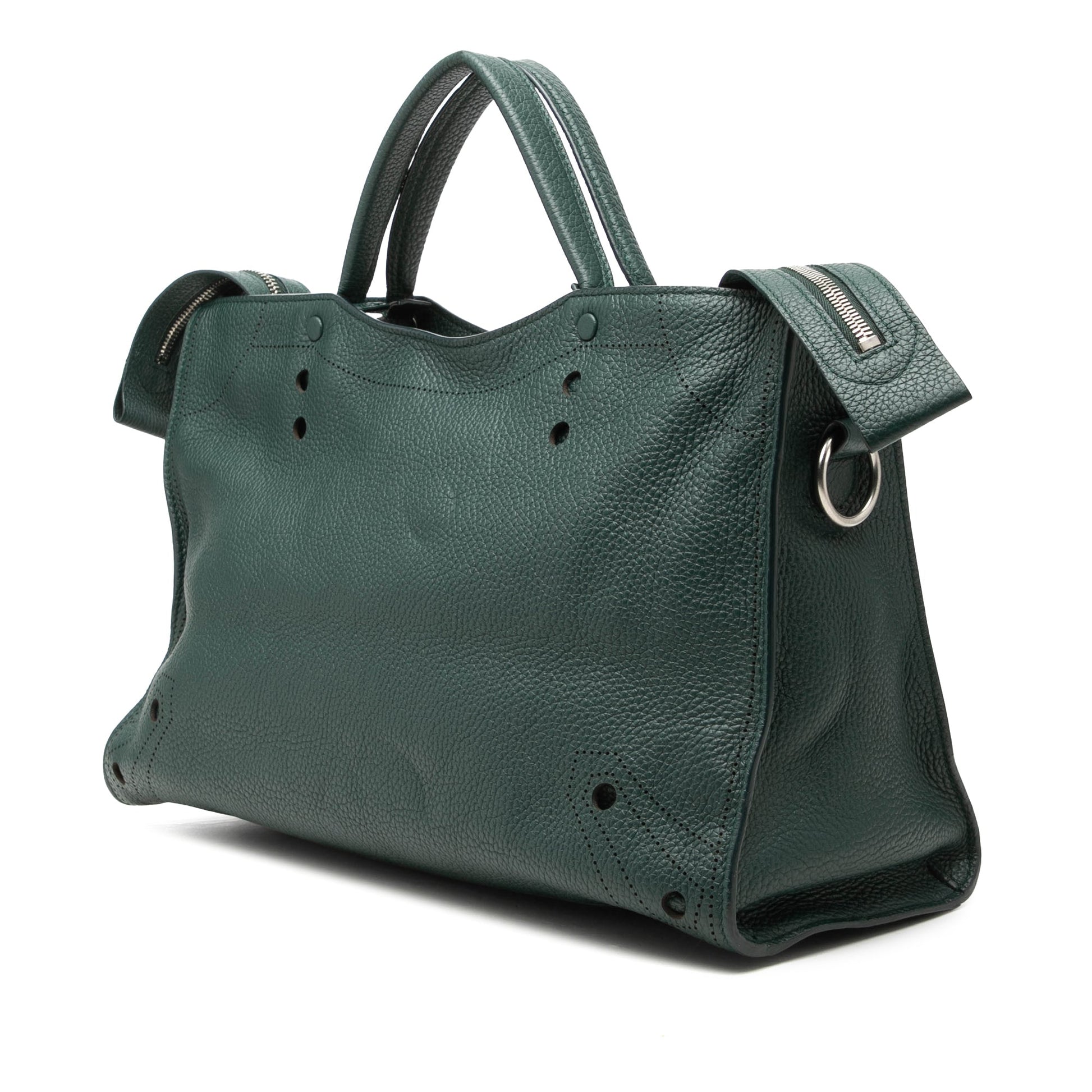 Balenciaga Calfskin Motocross Blackout City Satchel