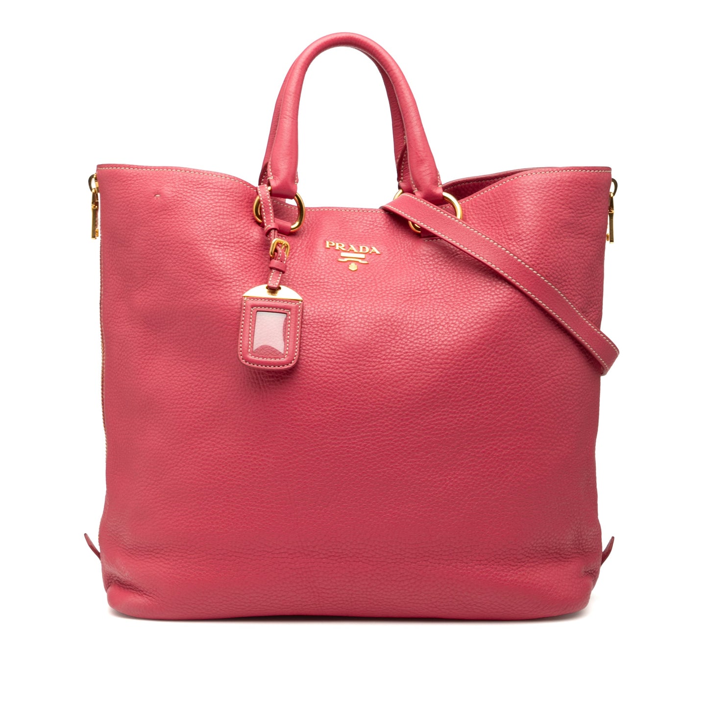 Prada Vitello Daino Side Zip Convertible Tote