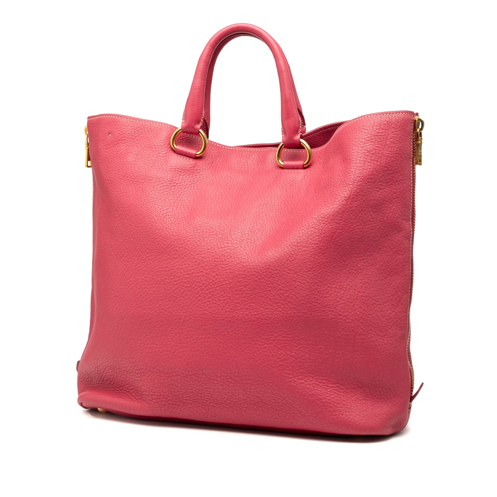 Prada Vitello Daino Side Zip Convertible Tote