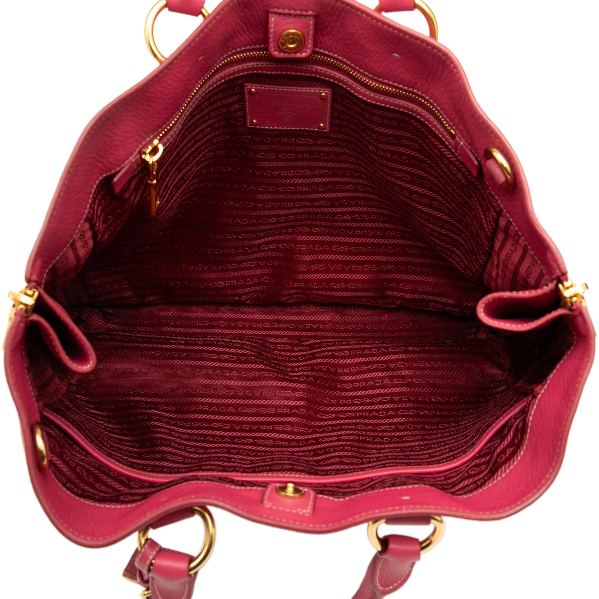 Prada Vitello Daino Side Zip Convertible Tote