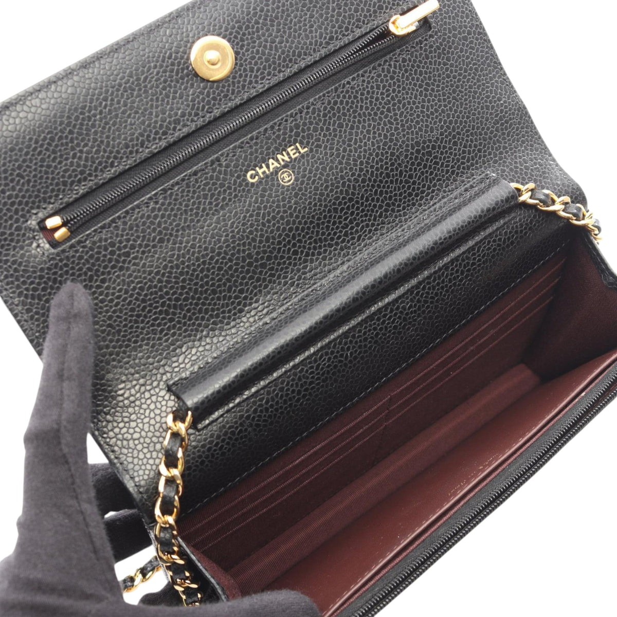 Chanel CC Quilted Caviar Wallet on Chain