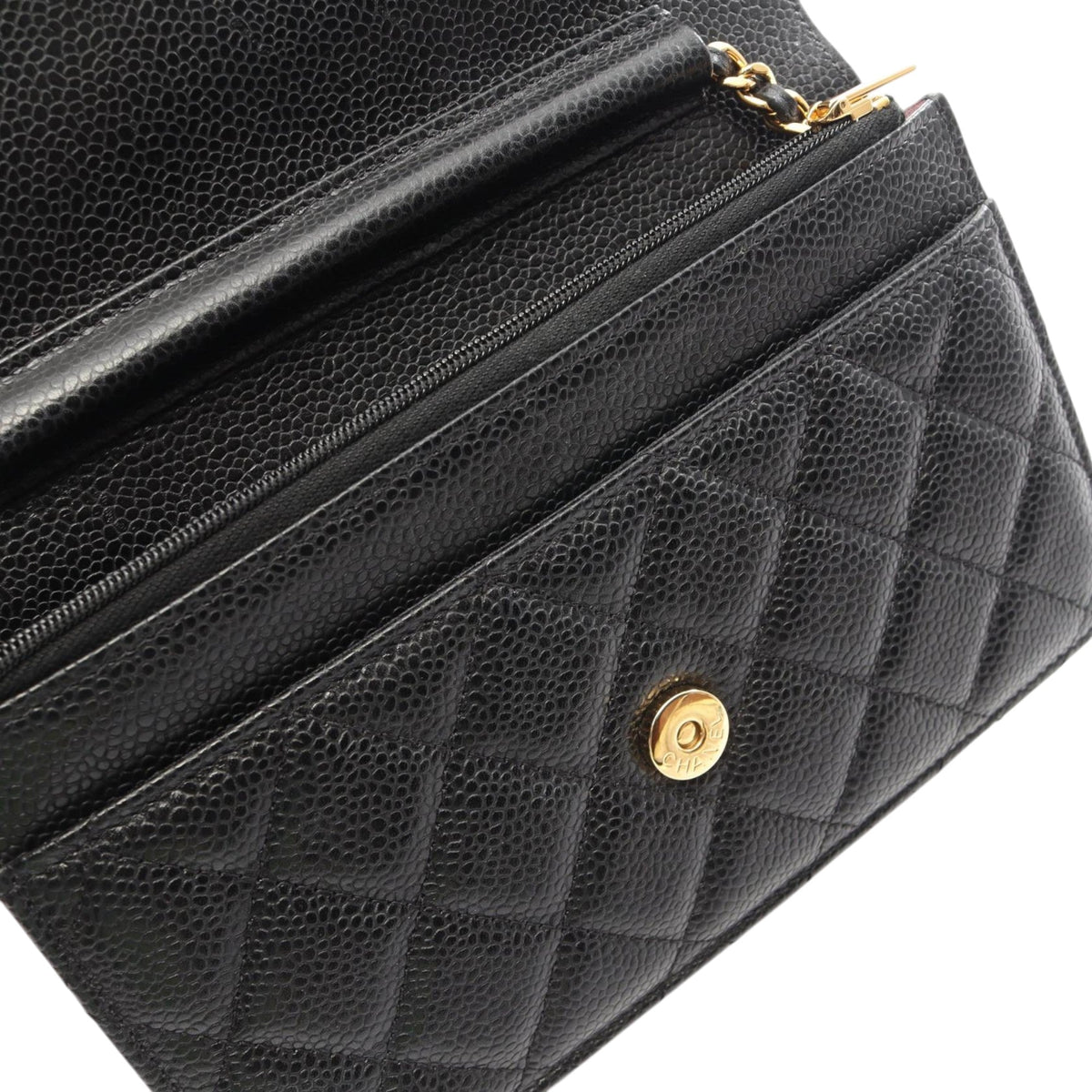 Chanel CC Quilted Caviar Wallet on Chain