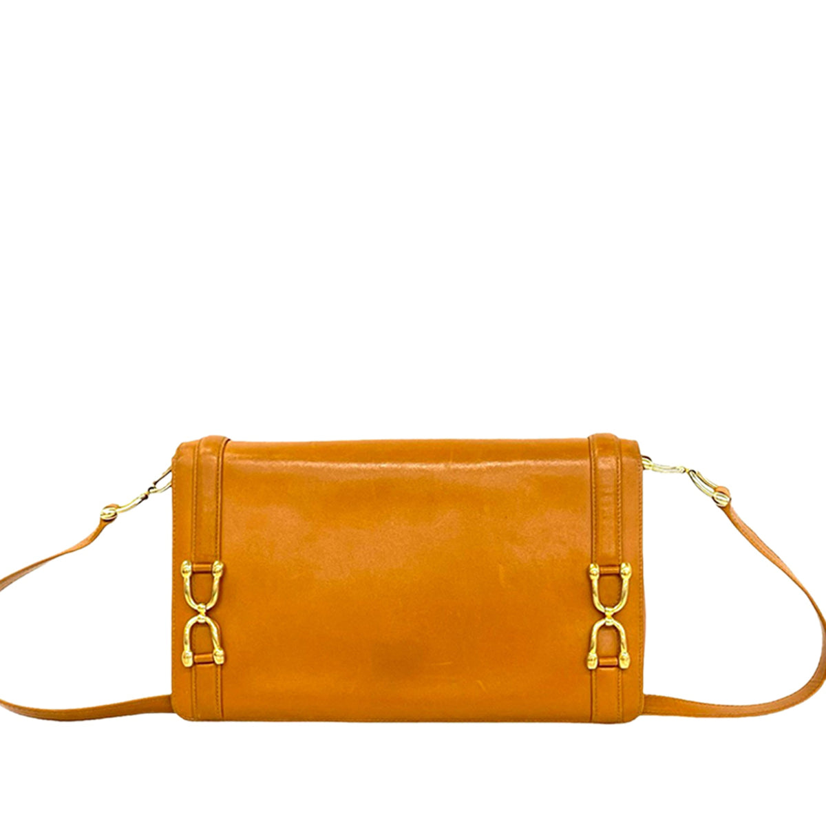 Gucci Leather Horseshoe Crossbody Bag — Orange