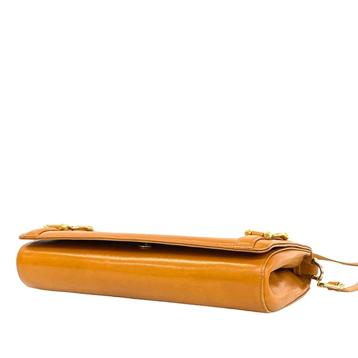 Gucci Leather Horseshoe Crossbody Bag — Orange