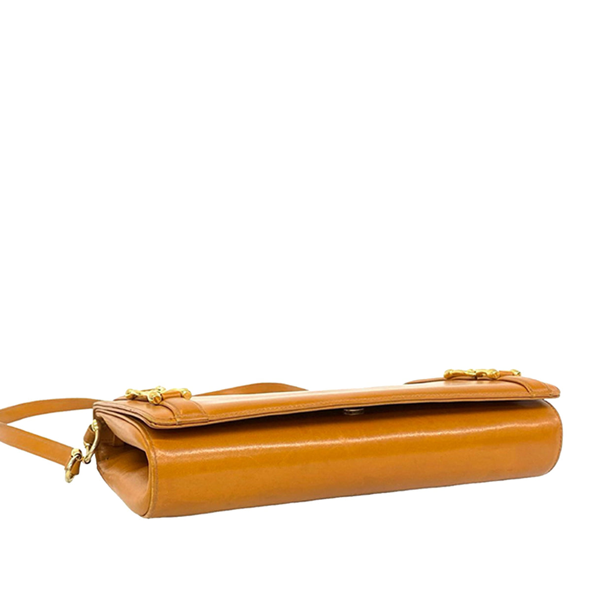 Gucci Leather Horseshoe Crossbody Bag — Orange