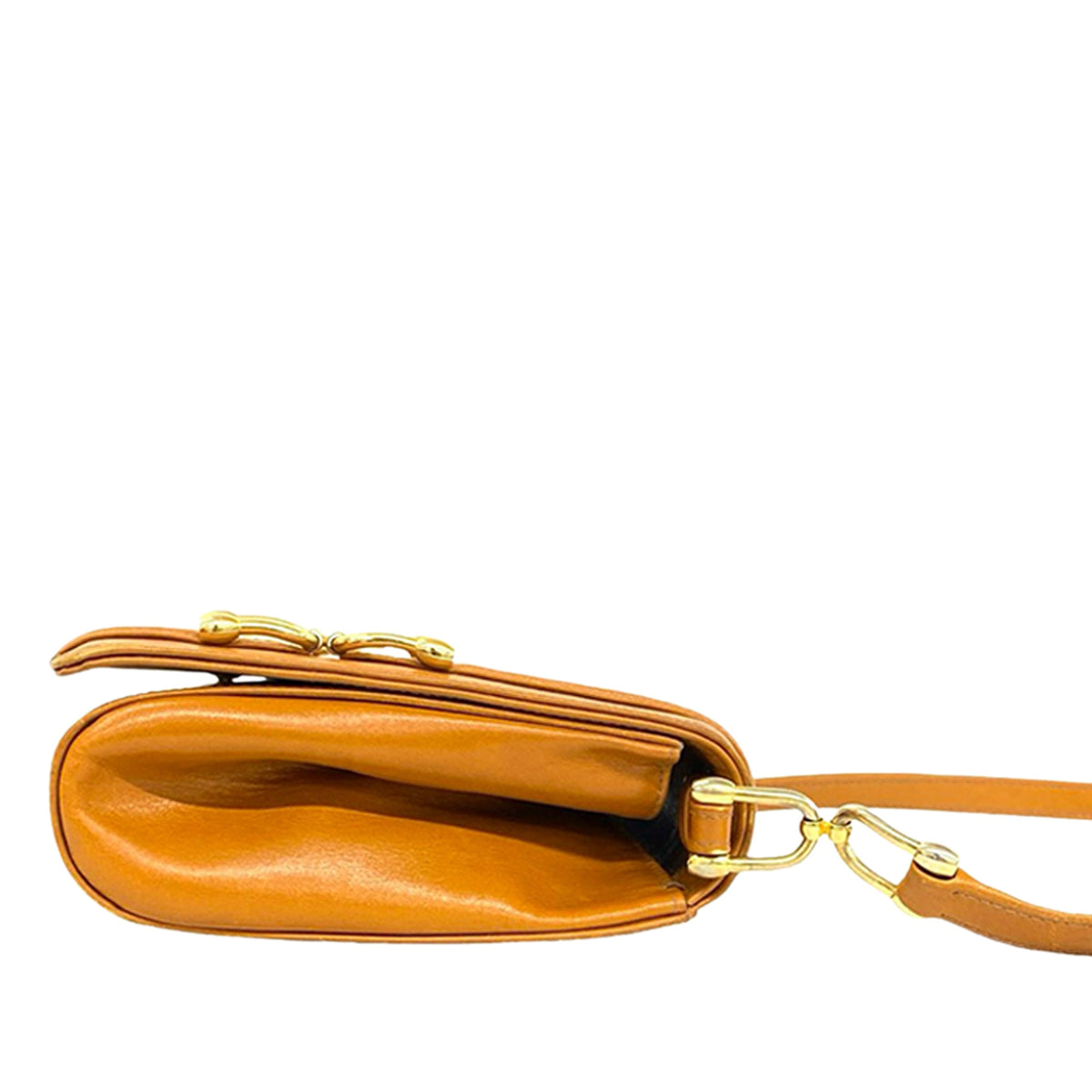 Gucci Leather Horseshoe Crossbody Bag — Orange