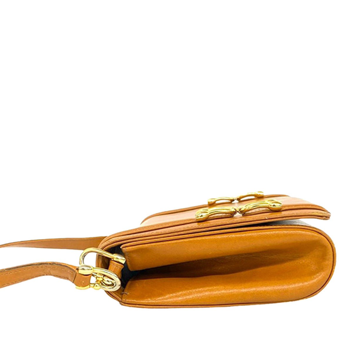 Gucci Leather Horseshoe Crossbody Bag — Orange
