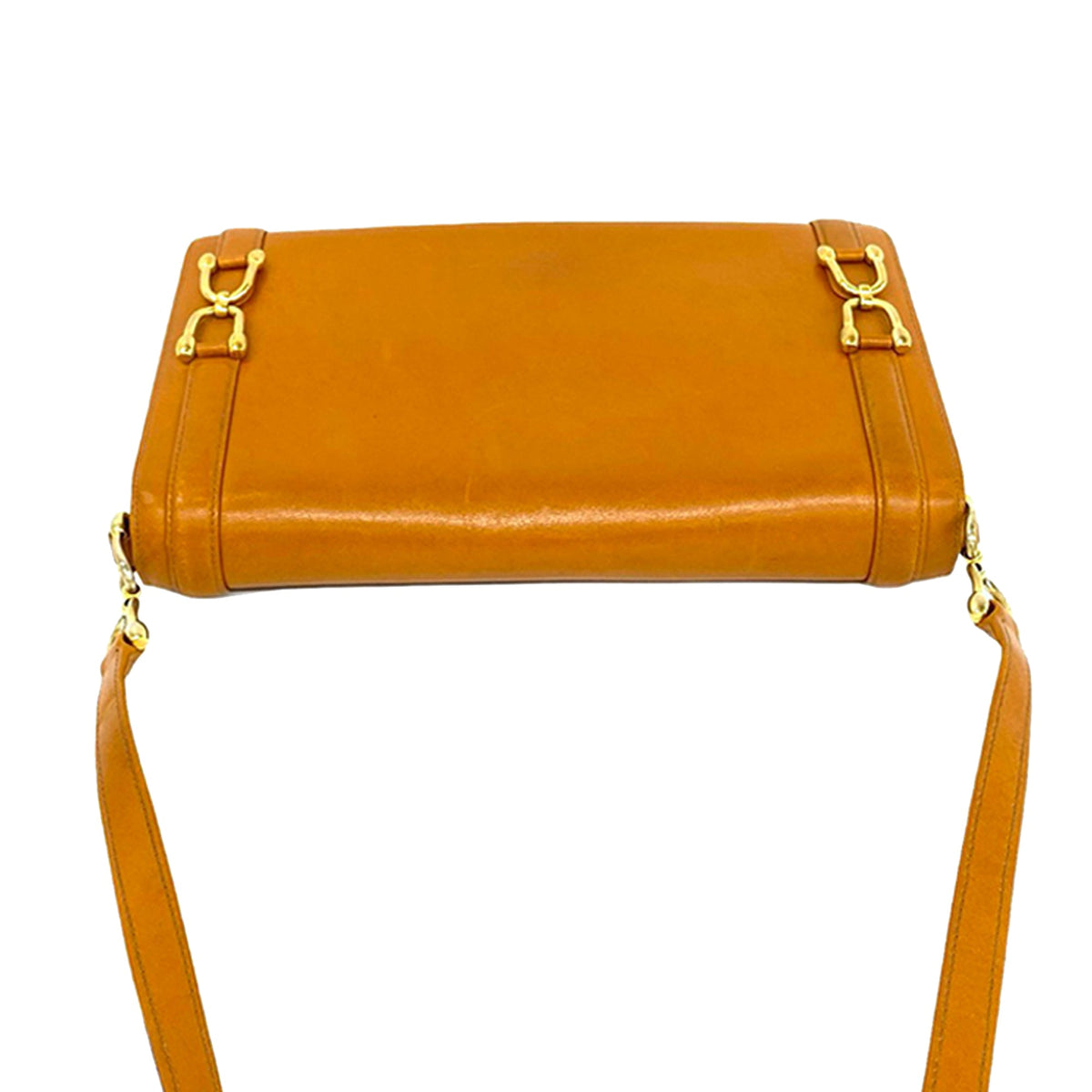 Gucci Leather Horseshoe Crossbody Bag — Orange