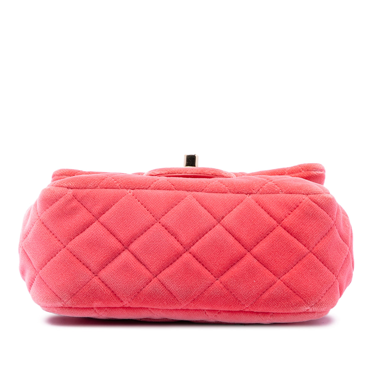 Chanel Mini Square Classic Velvet Pearl Crush Single Flap — Pink