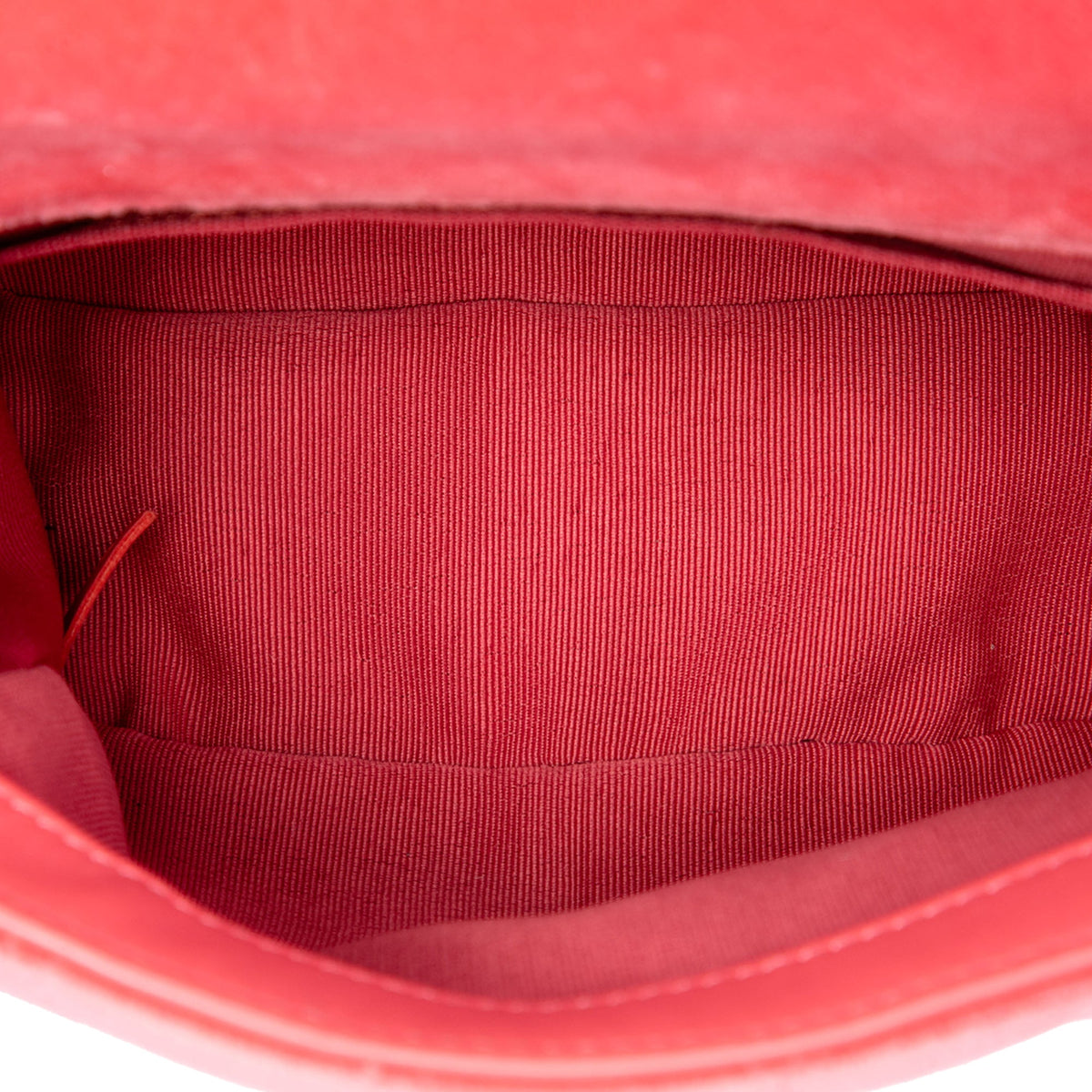 Chanel Mini Square Classic Velvet Pearl Crush Single Flap — Pink