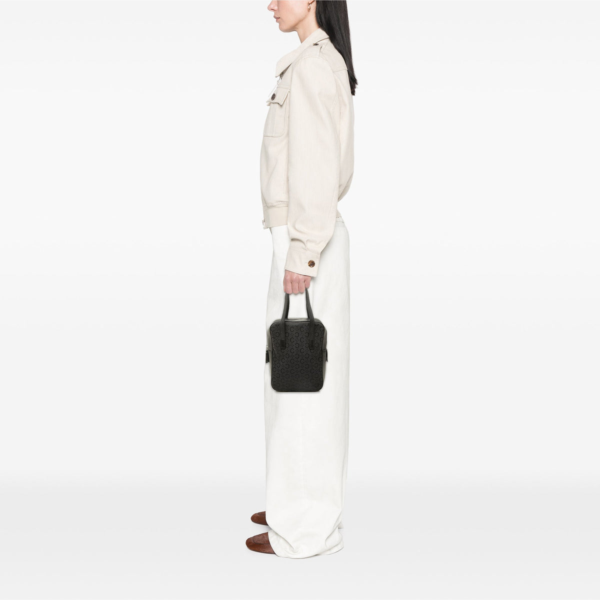 Celine C Macadam Canvas and Leather Handbag — Gray