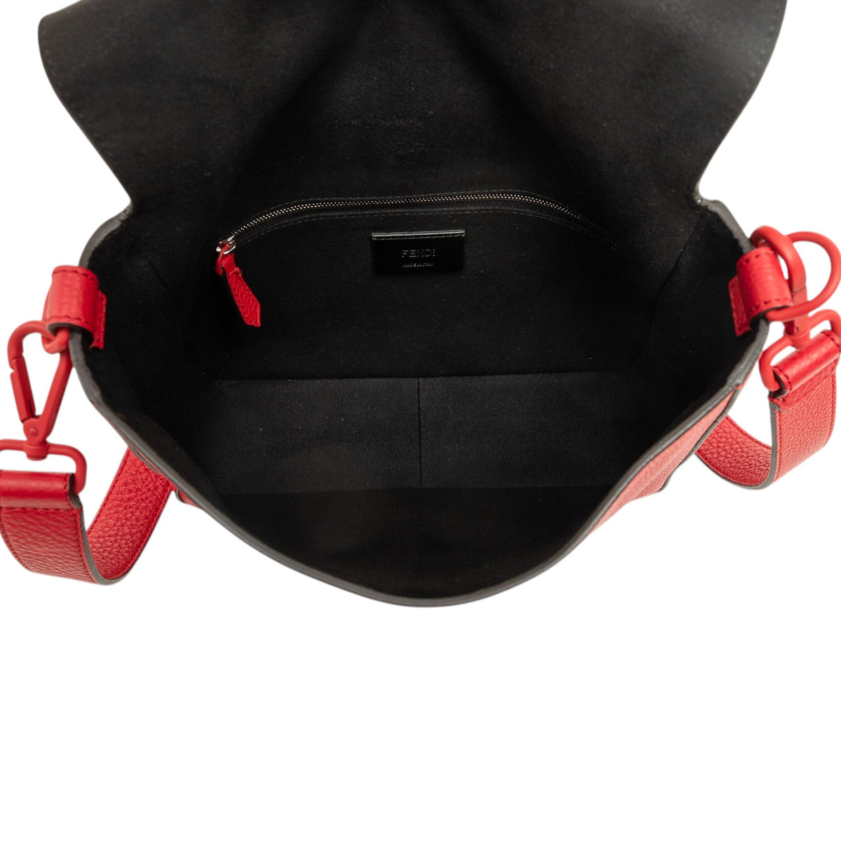 Fendi Medium Leather Baguette Messenger Bag — Red