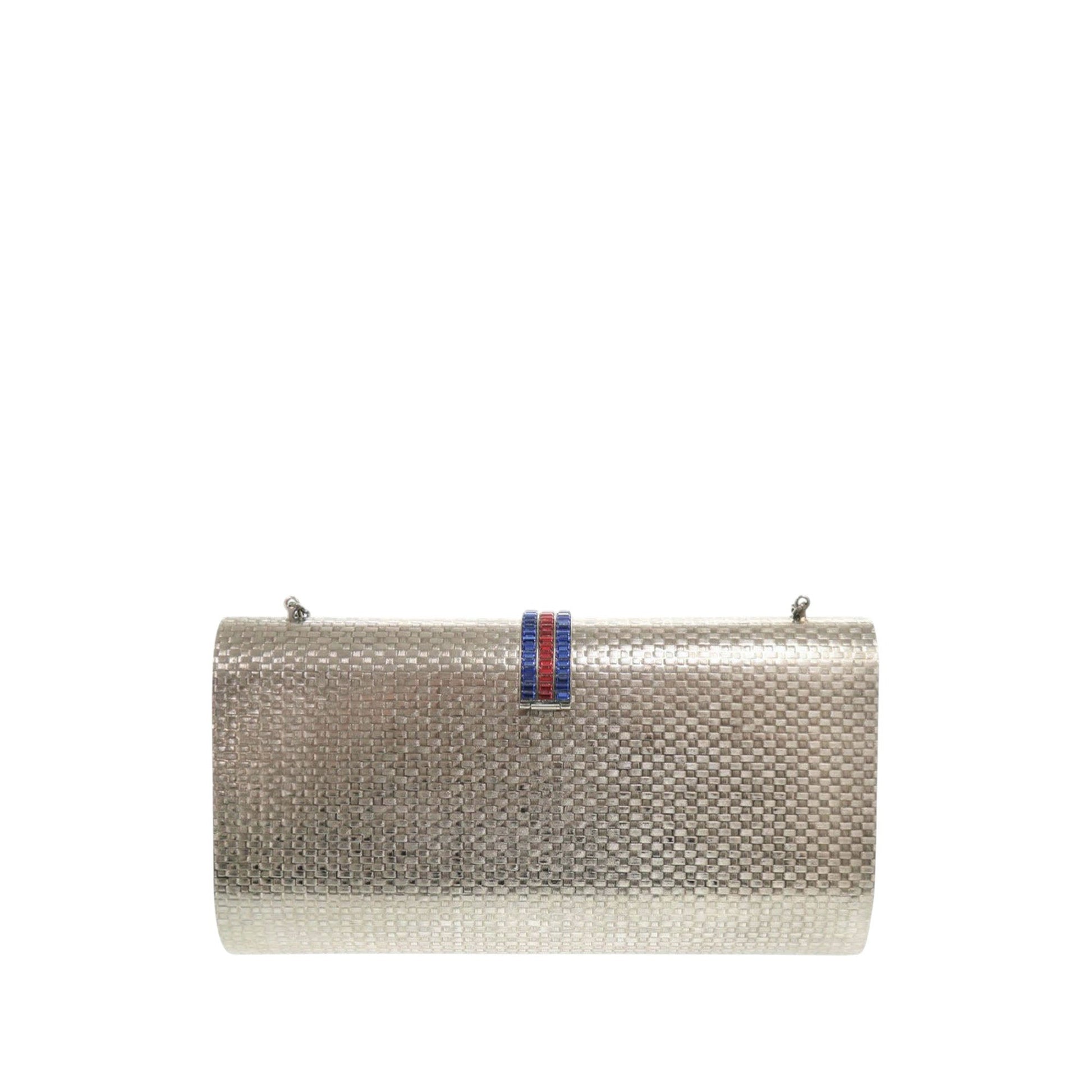 Gucci Brass Crystal Web Buckle Chain Shoulder Bag
