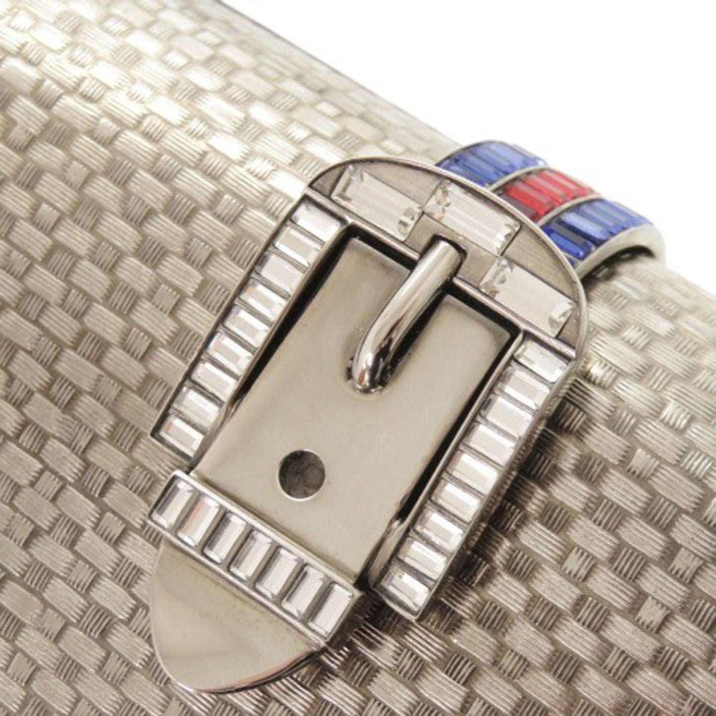 Gucci Brass Crystal Web Buckle Chain Shoulder Bag