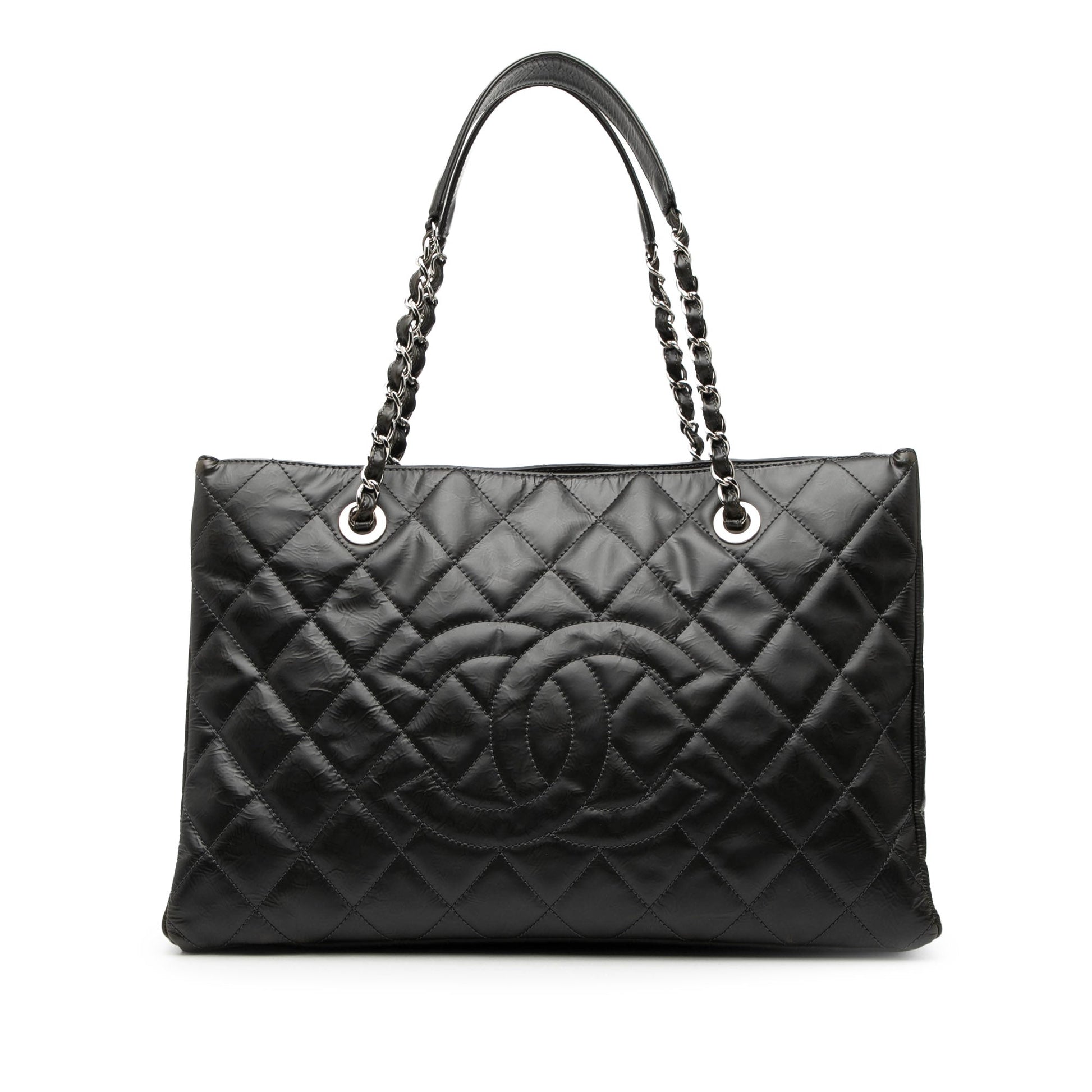 Chanel CC Crinkled Calfskin Chain Shopping Tote