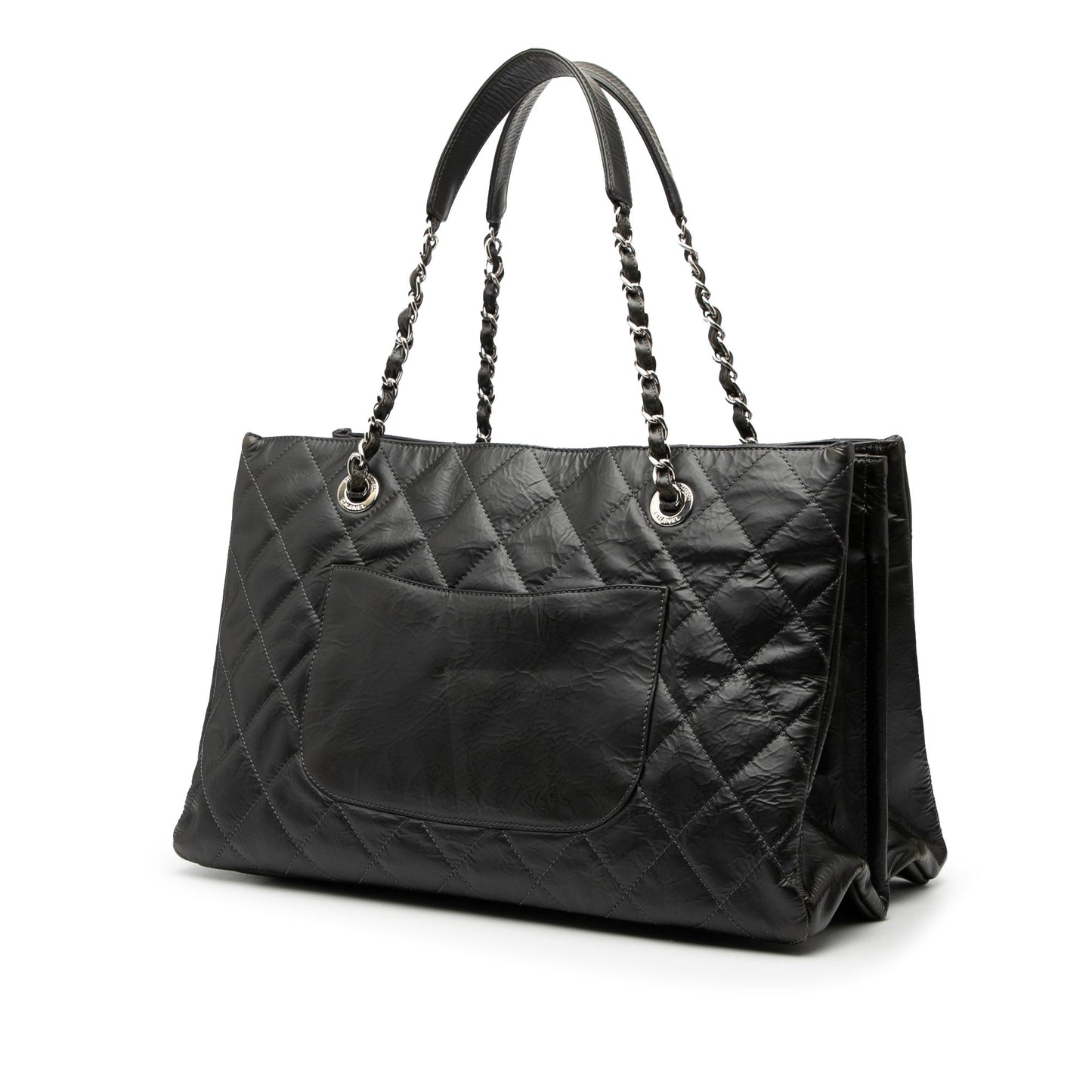 Chanel CC Crinkled Calfskin Chain Shopping Tote