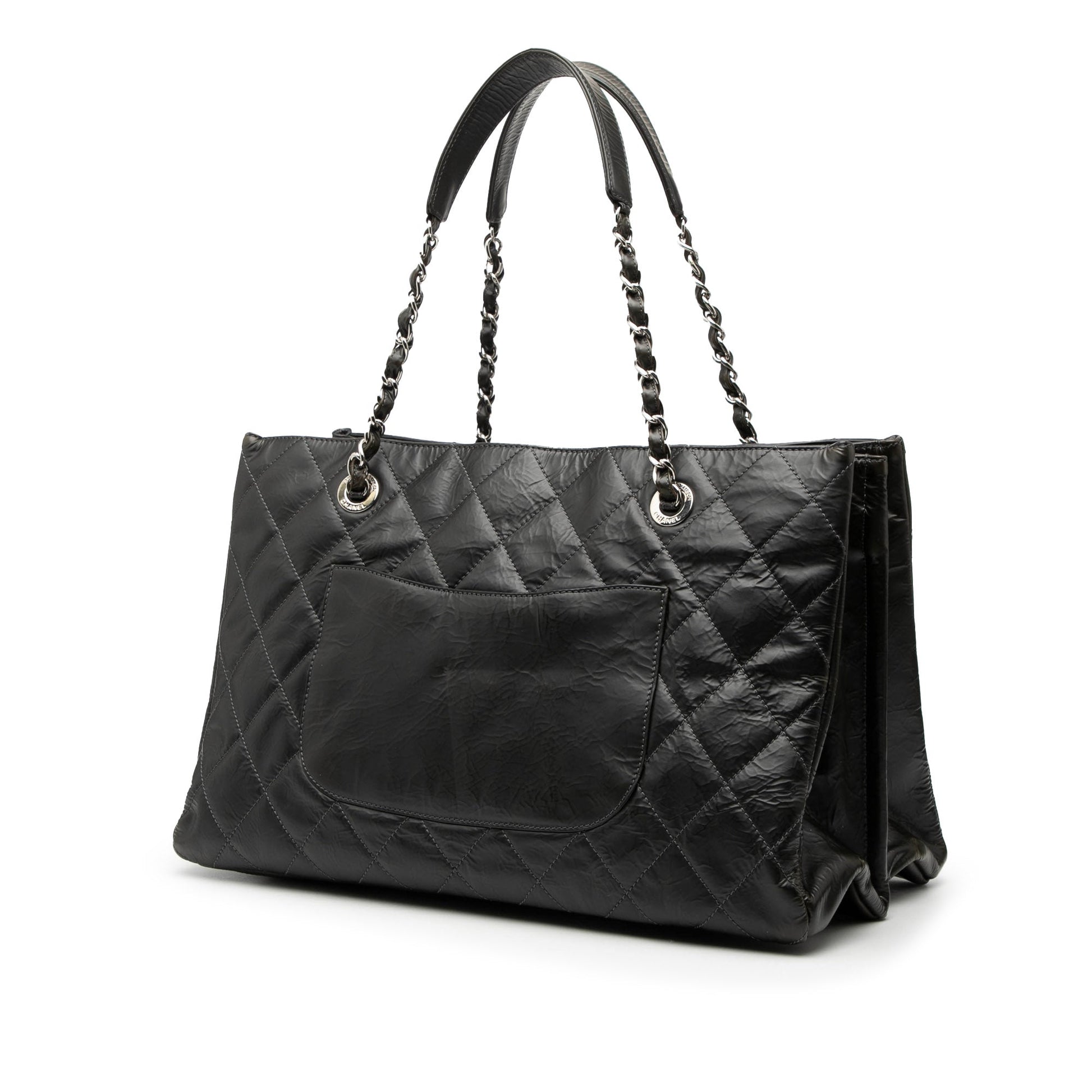 Chanel CC Crinkled Calfskin Chain Shopping Tote