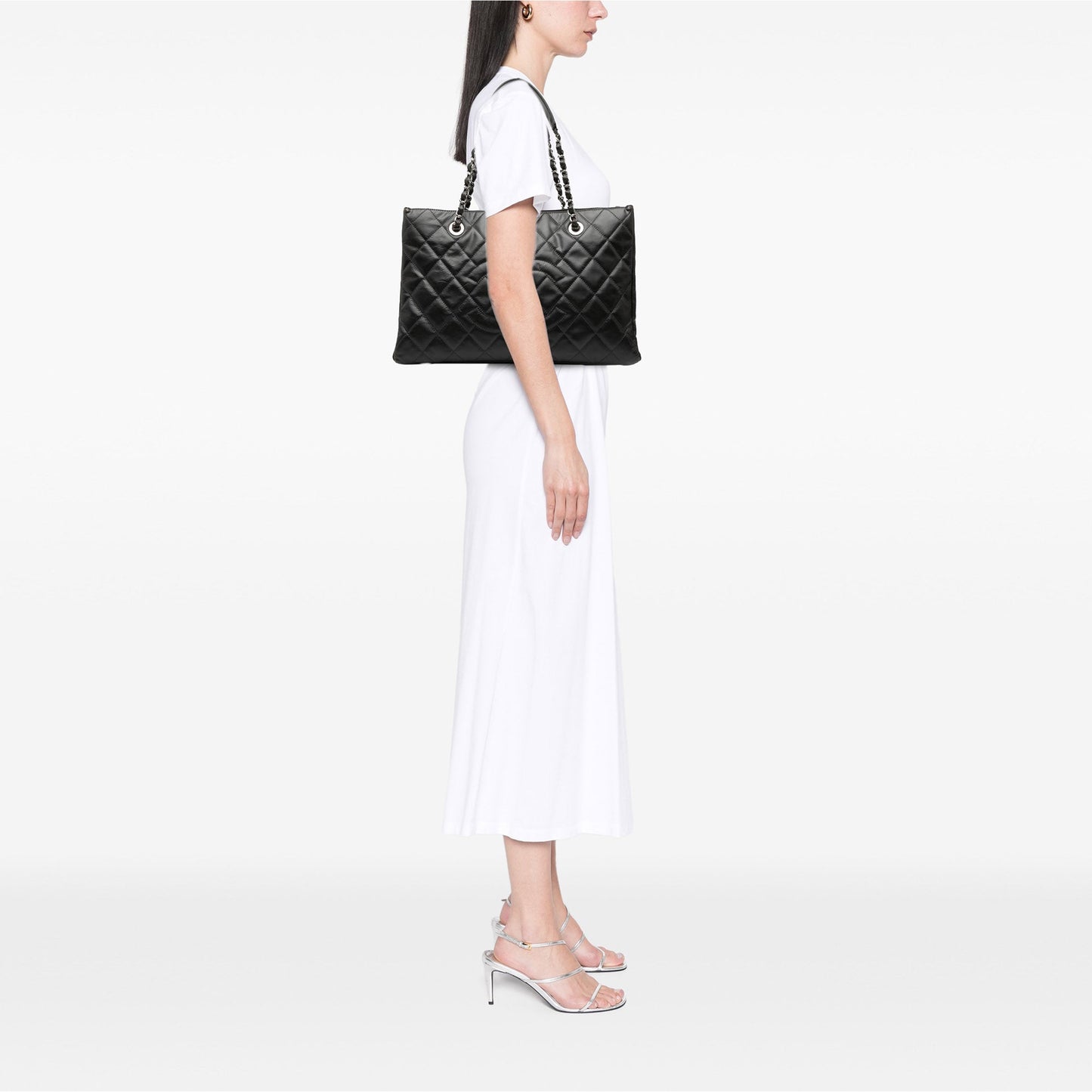 Chanel CC Crinkled Calfskin Chain Shopping Tote