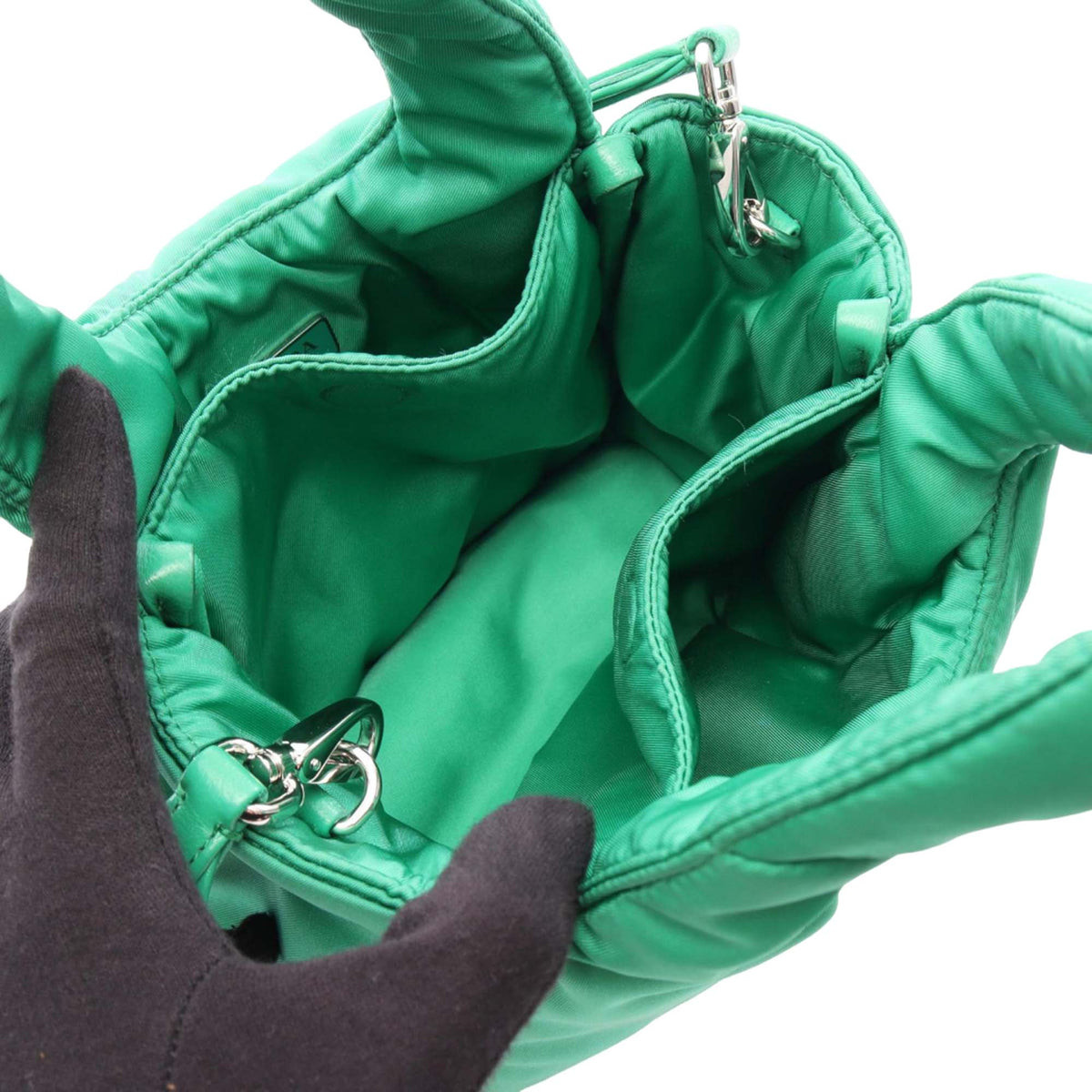 Prada Small Soft Padded Nappa Double Handled Bag — Green