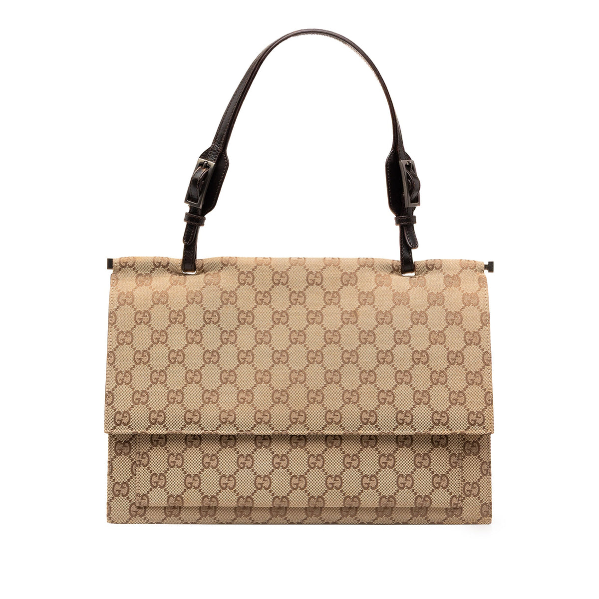 Gucci GG Canvas Flap Handbag — Beige