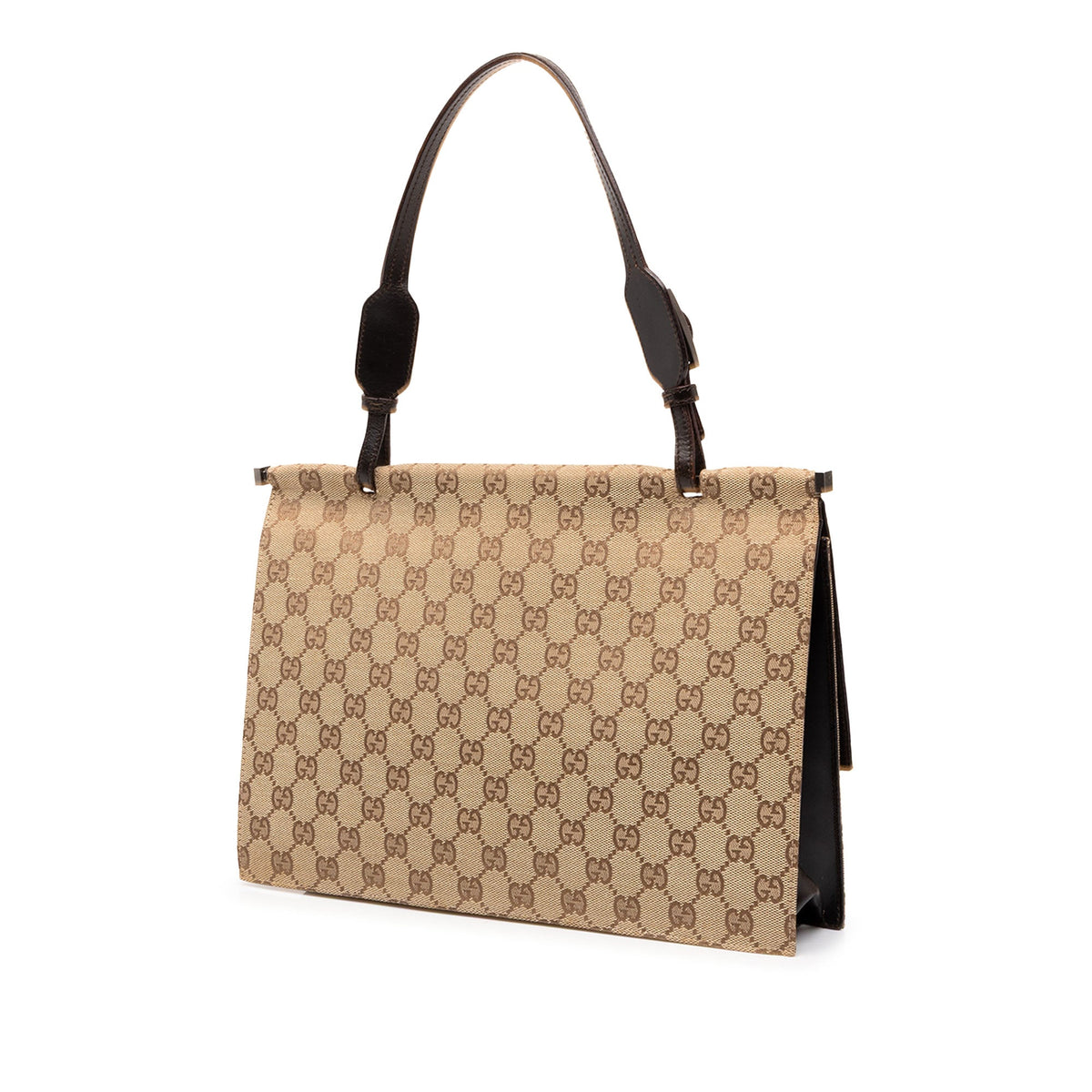 Gucci GG Canvas Flap Handbag — Beige