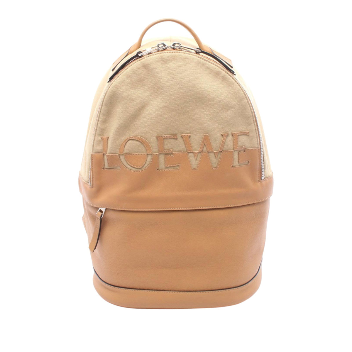 LOEWE Canvas and Leather Backpack — Beige
