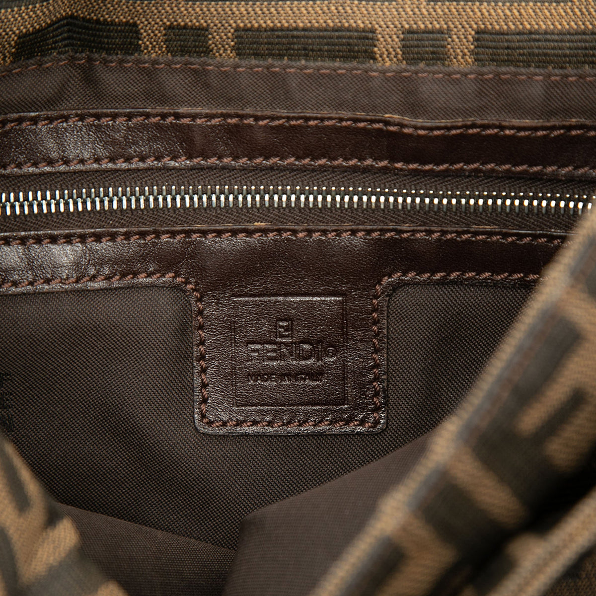 Fendi Zucca Canvas Shoulder Bag — Brown