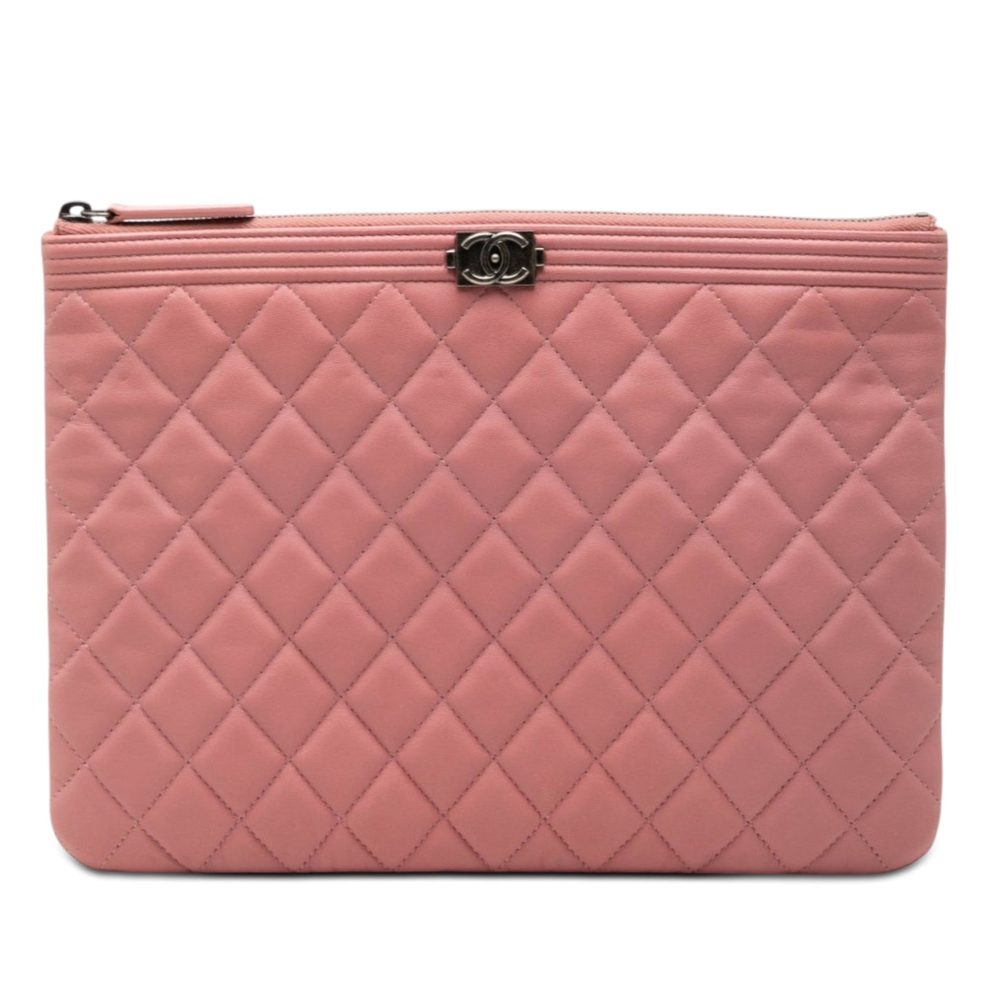 Chanel Medium Quilted Lambskin Boy O Case Clutch