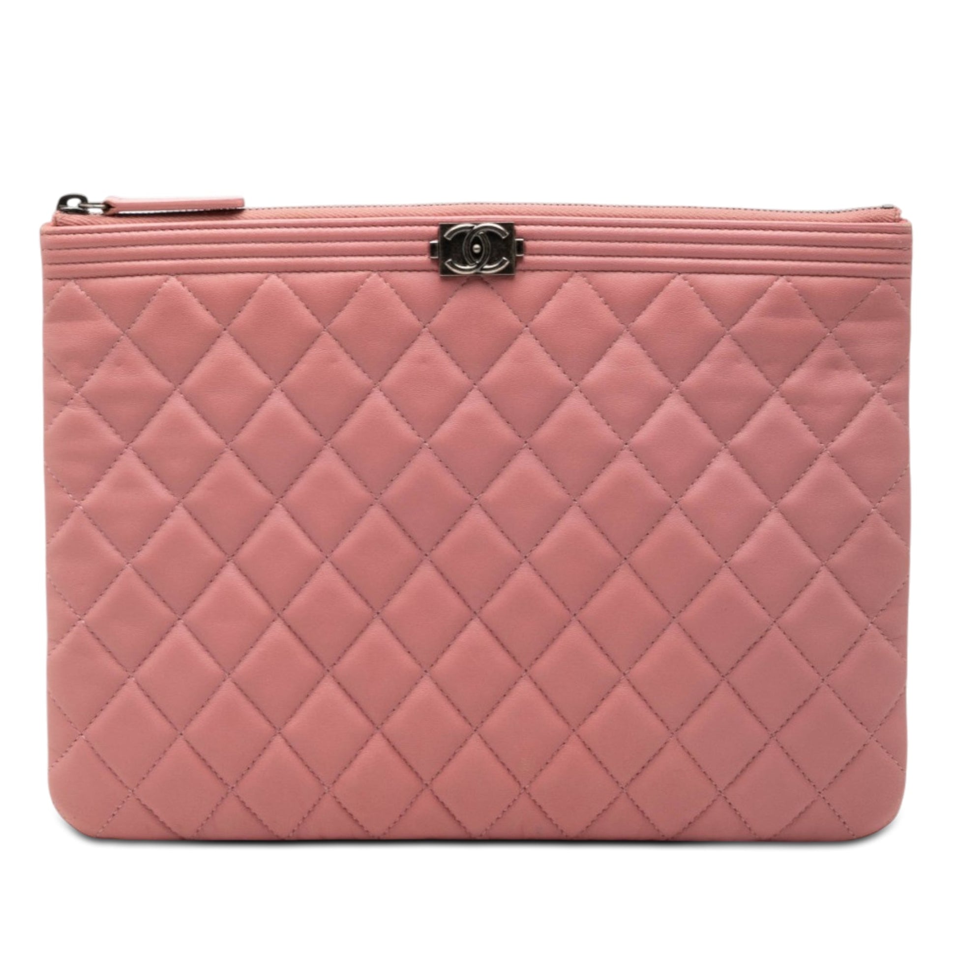 Chanel Medium Quilted Lambskin Boy O Case Clutch