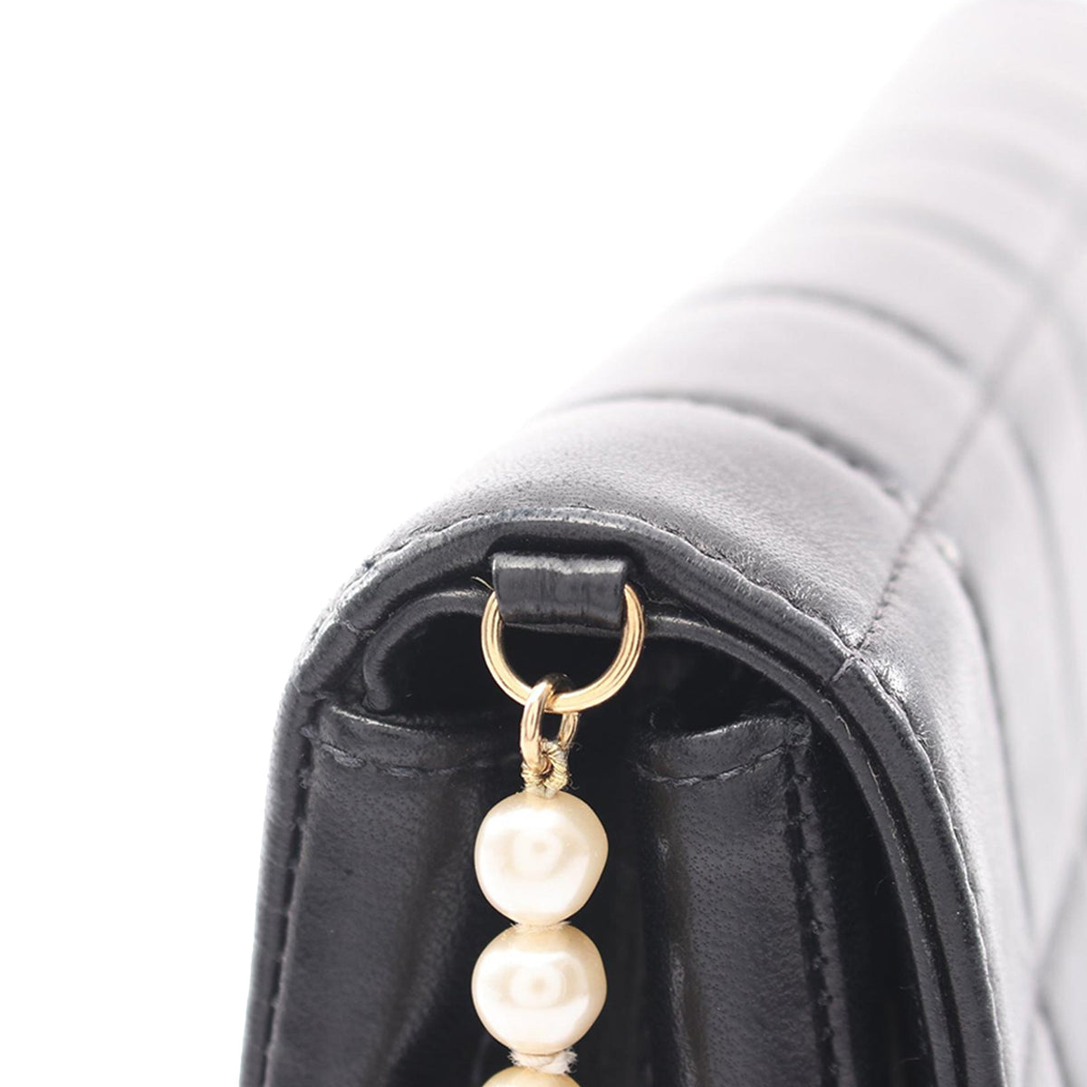 Chanel Chocolate Bar Lambskin Pearl Chain Flap