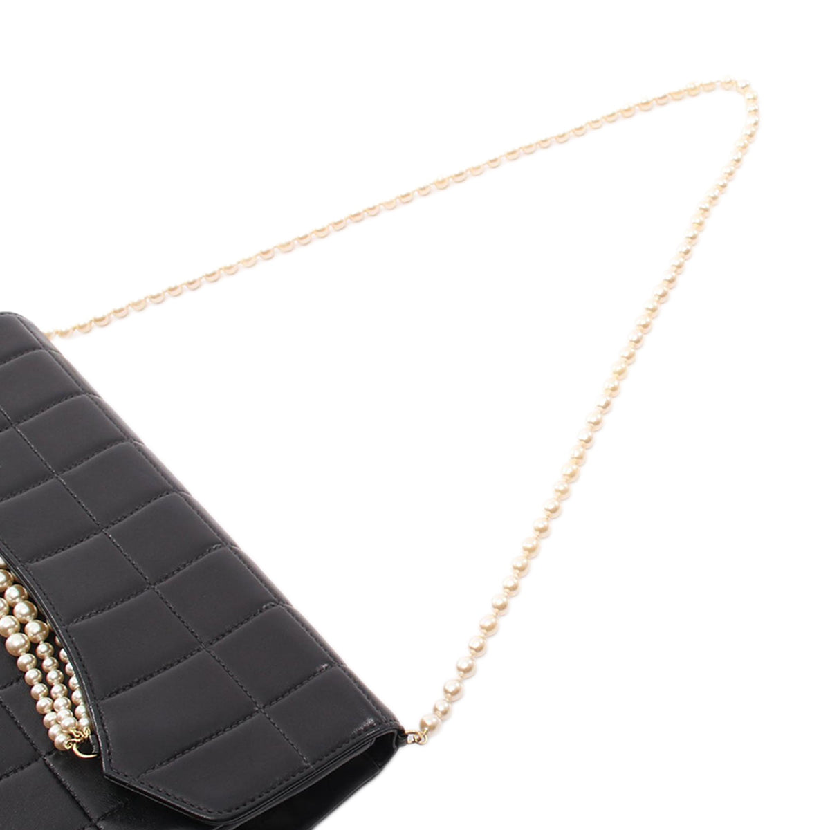 Chanel Chocolate Bar Lambskin Pearl Chain Flap