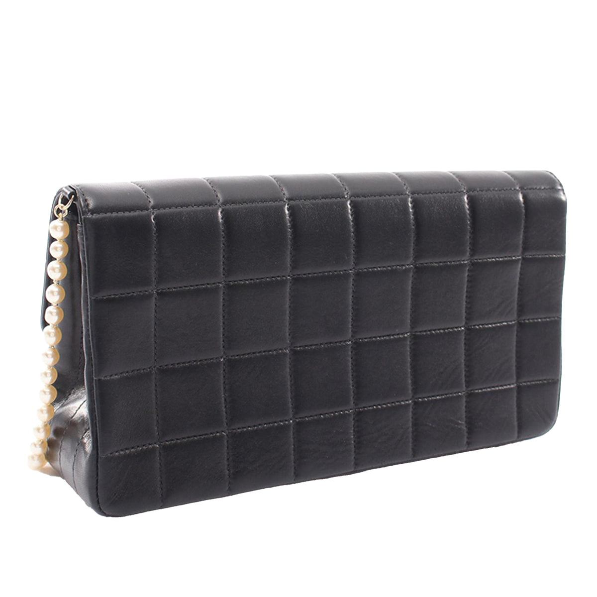 Chanel Chocolate Bar Lambskin Pearl Chain Flap