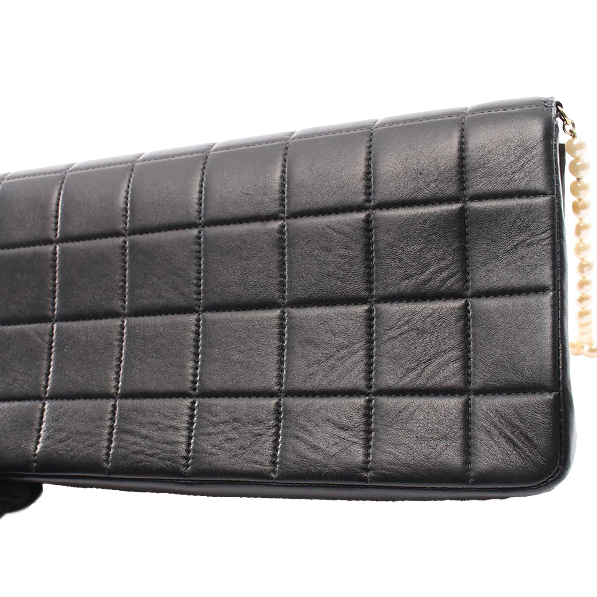 Chanel Chocolate Bar Lambskin Pearl Chain Flap