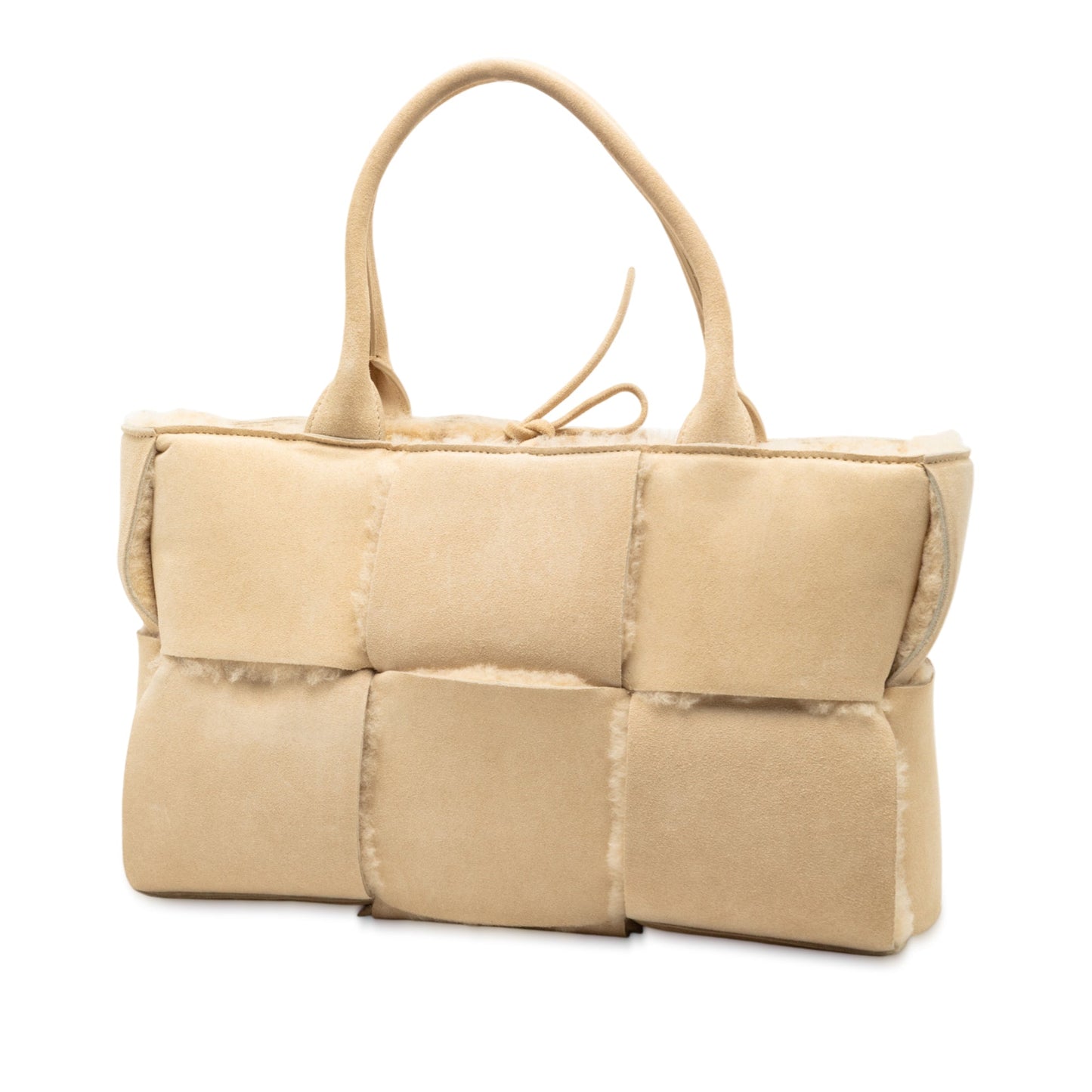 Bottega Veneta Small Suede and Shearling Maxi Intrecciato Arco Tote