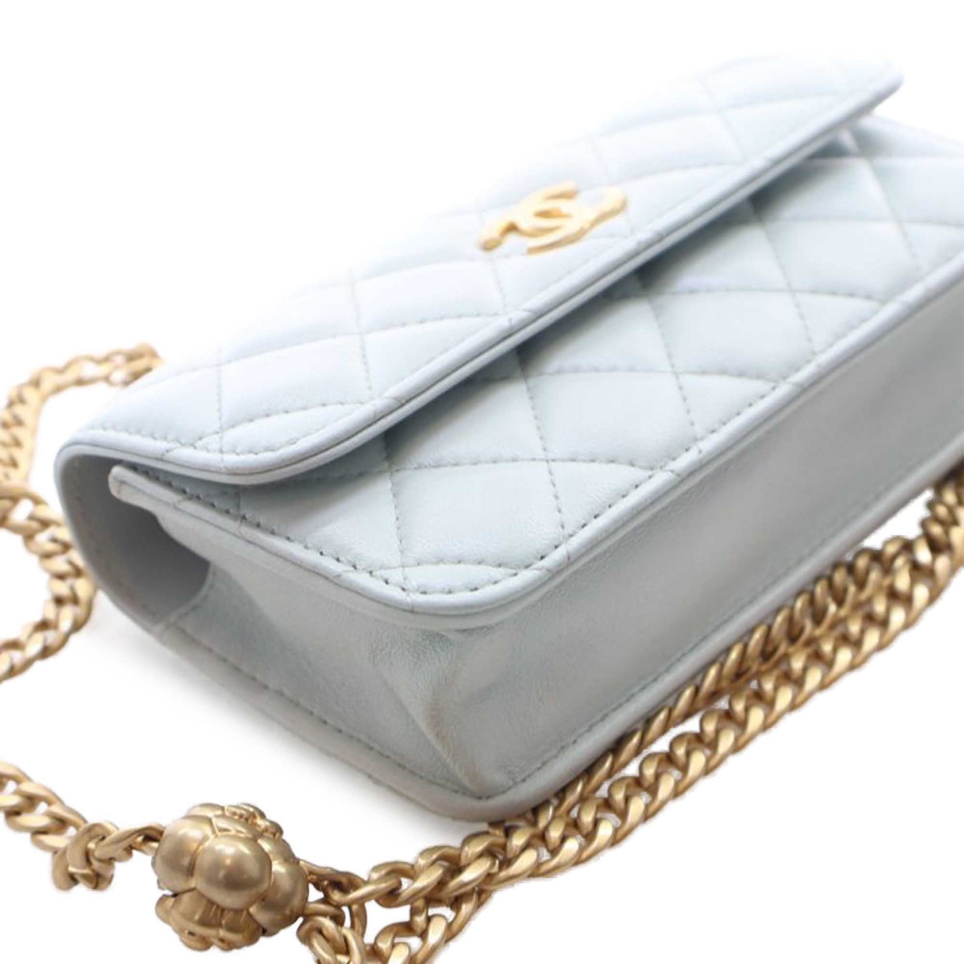 Chanel Mini CC Lambskin Camellia Crush Clutch With Chain