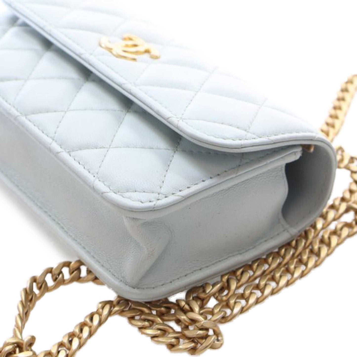 Chanel Mini CC Lambskin Camellia Crush Clutch With Chain