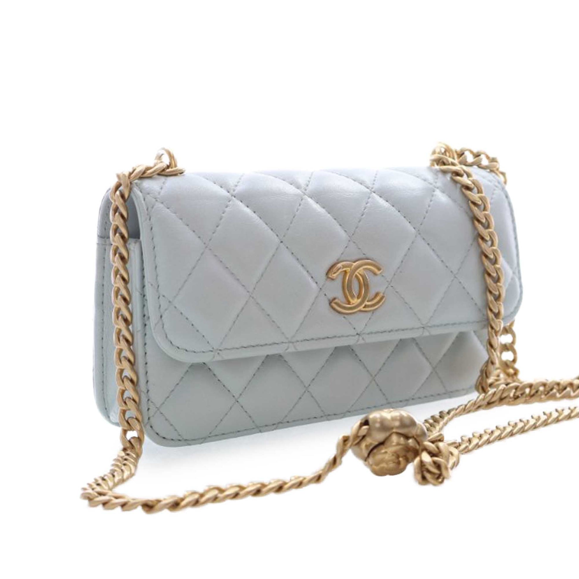 Chanel Mini CC Lambskin Camellia Crush Clutch With Chain