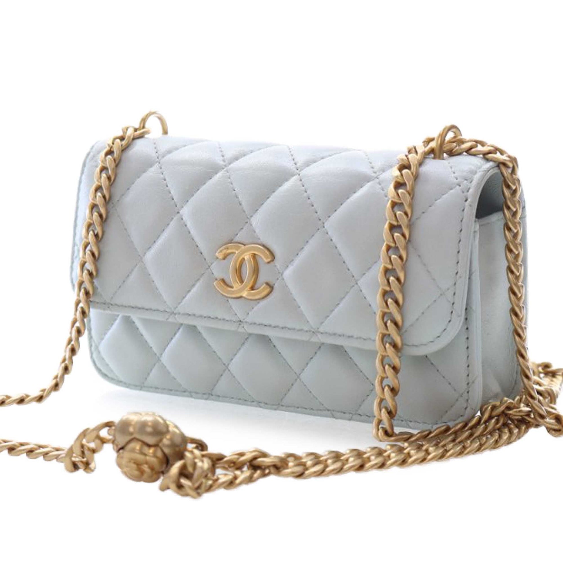 Chanel Mini CC Lambskin Camellia Crush Clutch With Chain