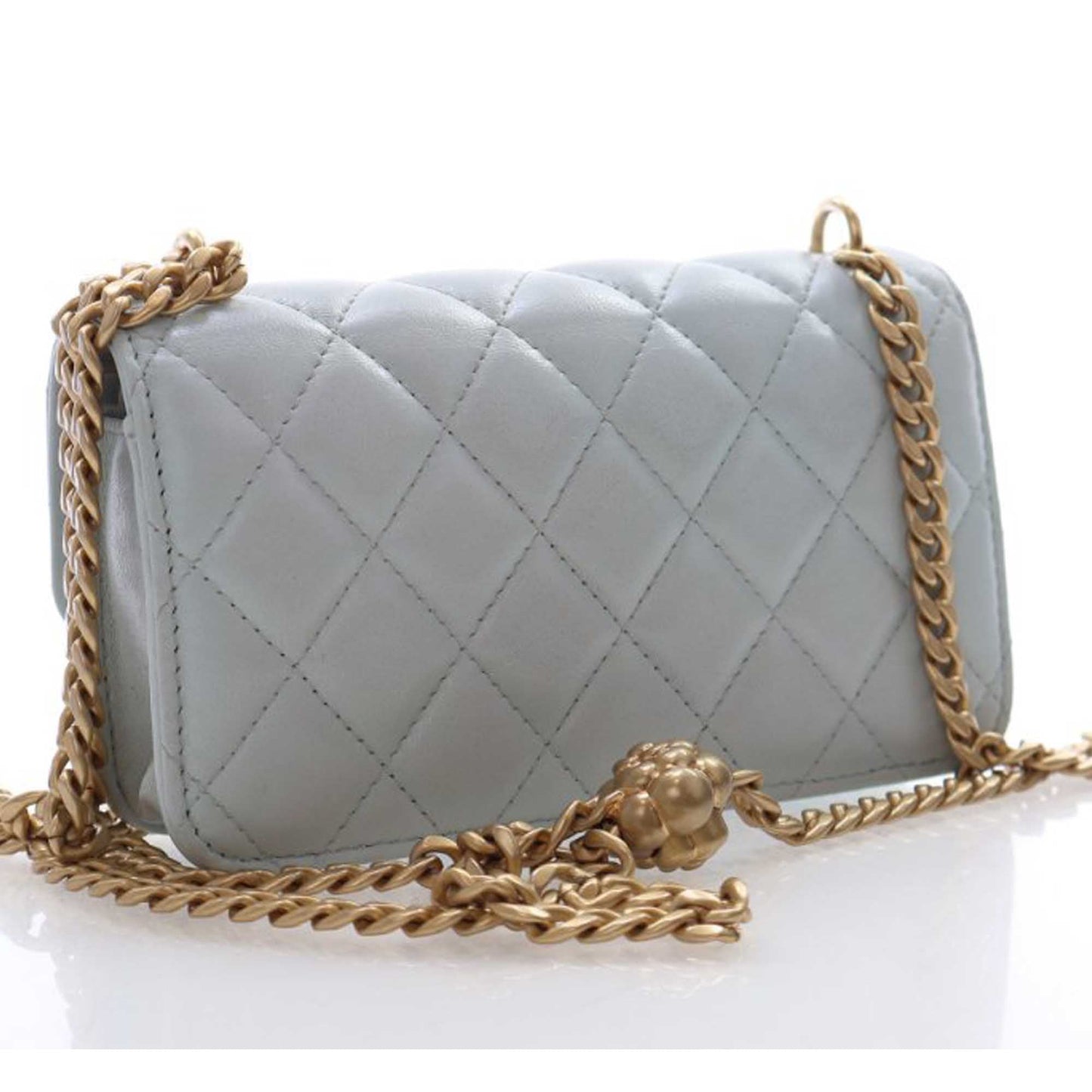 Chanel Mini CC Lambskin Camellia Crush Clutch With Chain