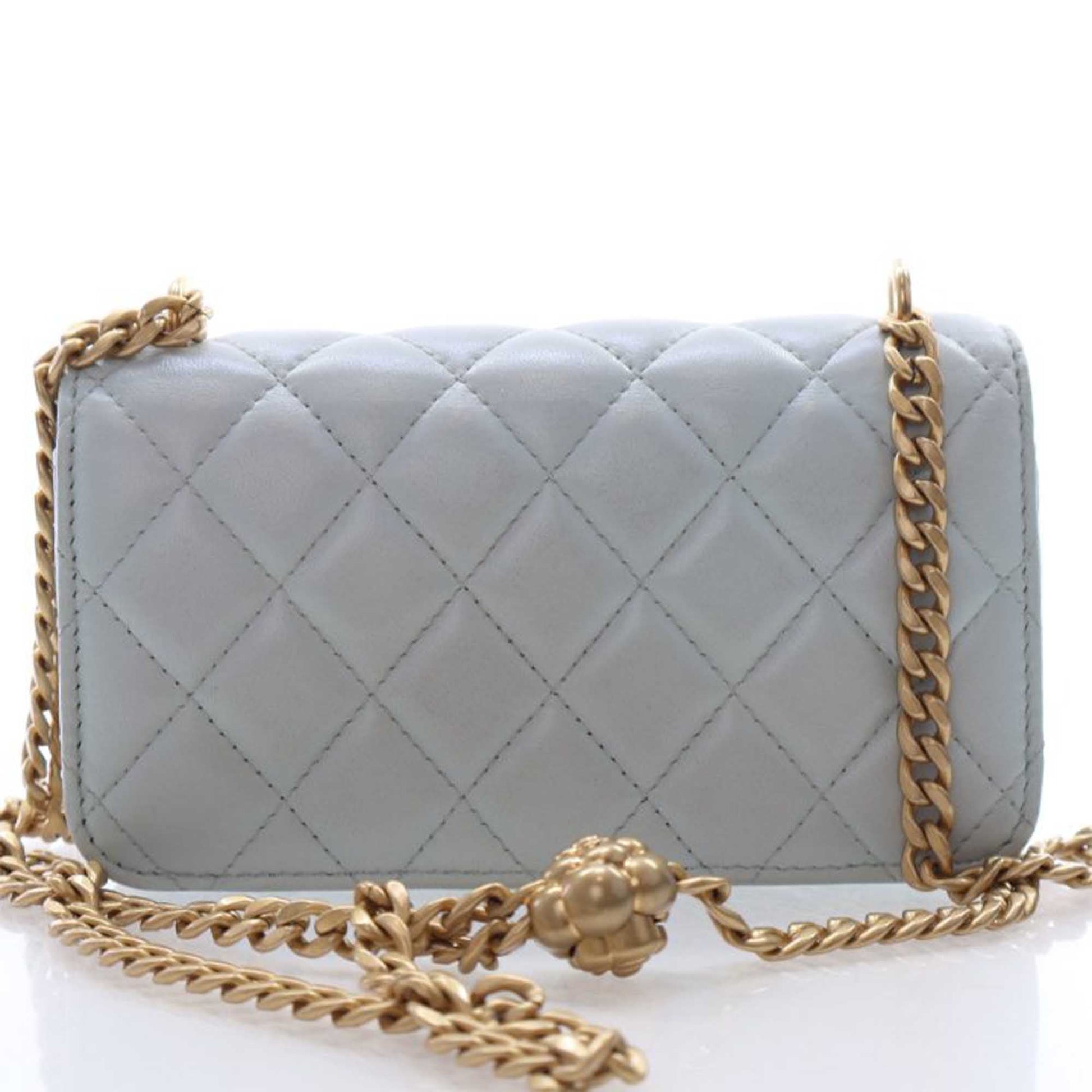 Chanel Mini CC Lambskin Camellia Crush Clutch With Chain