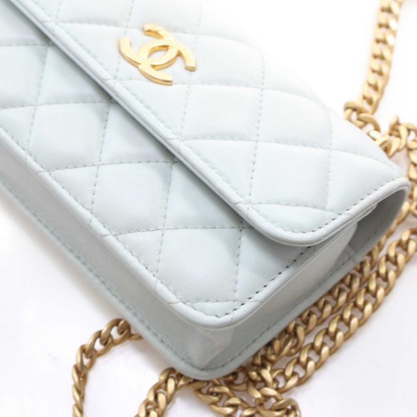 Chanel Mini CC Lambskin Camellia Crush Clutch With Chain